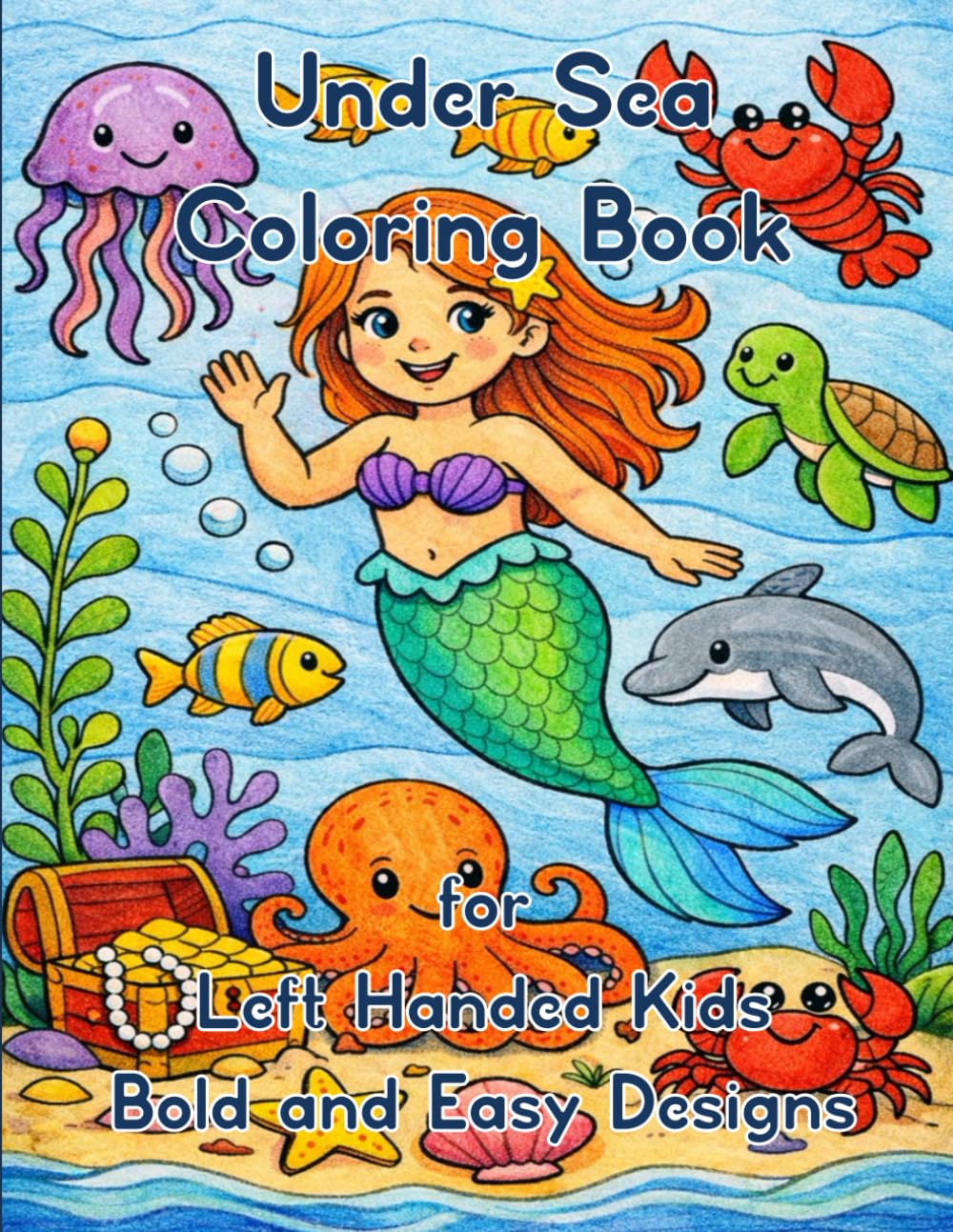 Under Sea Coloring Book for Left Handed Kids - Bold and Easy Designs: 50 Simple Ocean-Themed Coloring Pages for Calm, Creativity & Fun (Bold and Easy Coloring for Left-handed Children)