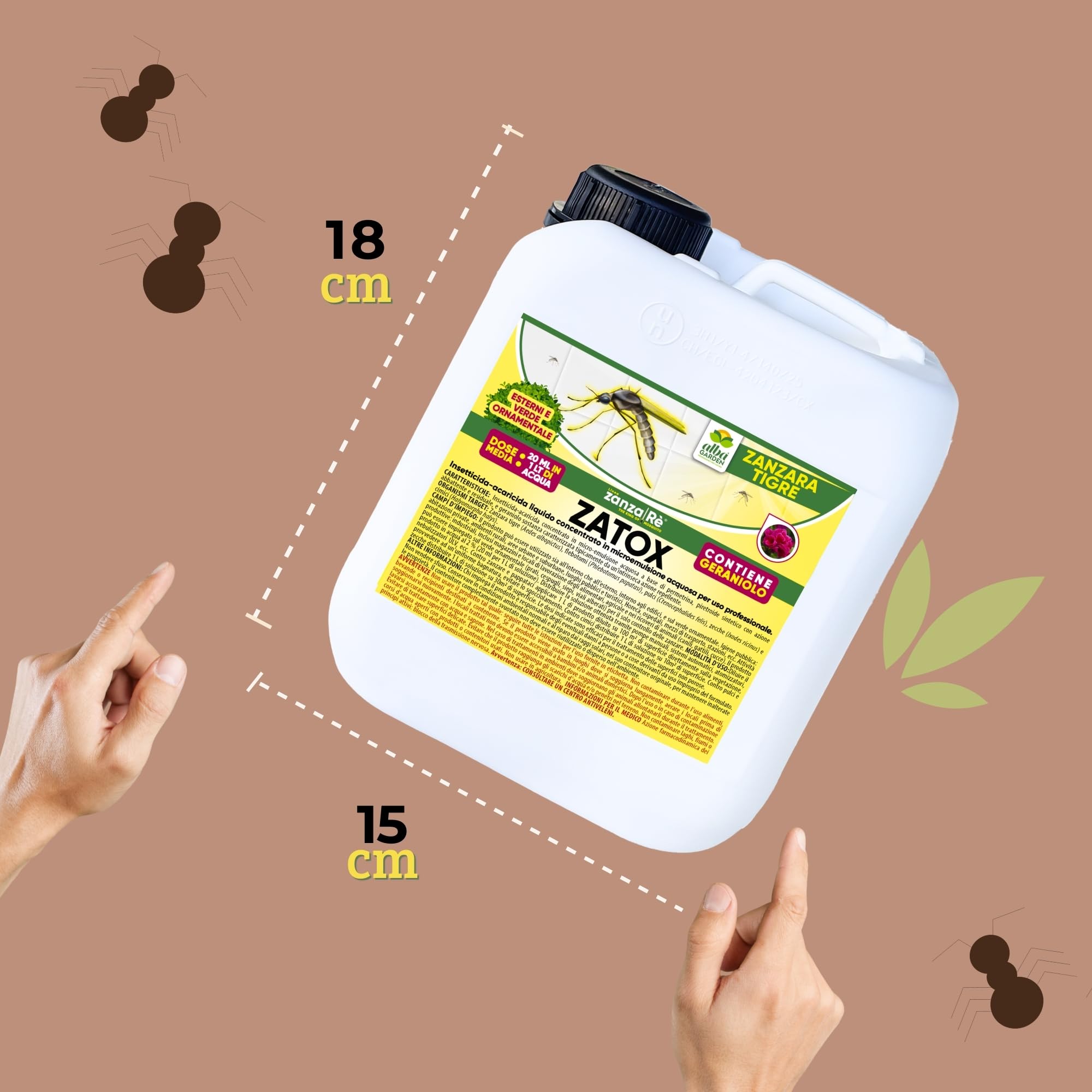 Albagarden Insetticida Zanzare Giardino Concentrato 2 Litri Contro Zanzare Mosche Cimici Insetti - Permetrina e Geraniolo