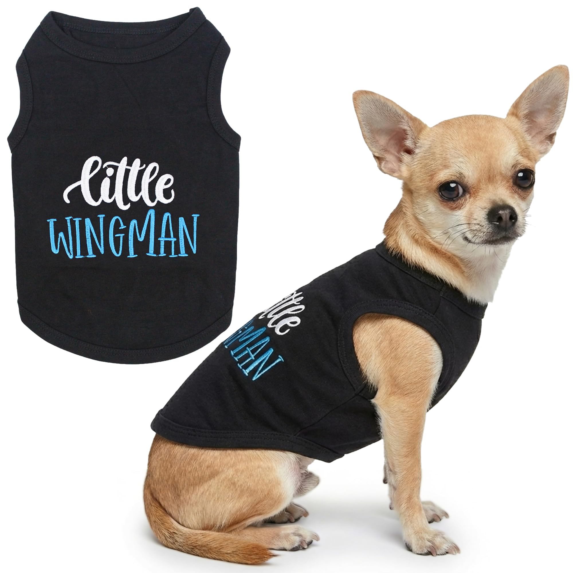 Parisian Pet Dog Shirt – 100% Cotton Shirts for Small Dogs – Sleeveless Black Puppy Vest – Lightweight and Breathable Pet Apparel – Funny Summer Boy Dog Clothes - Stretchy Cute T Shirts for Dogs