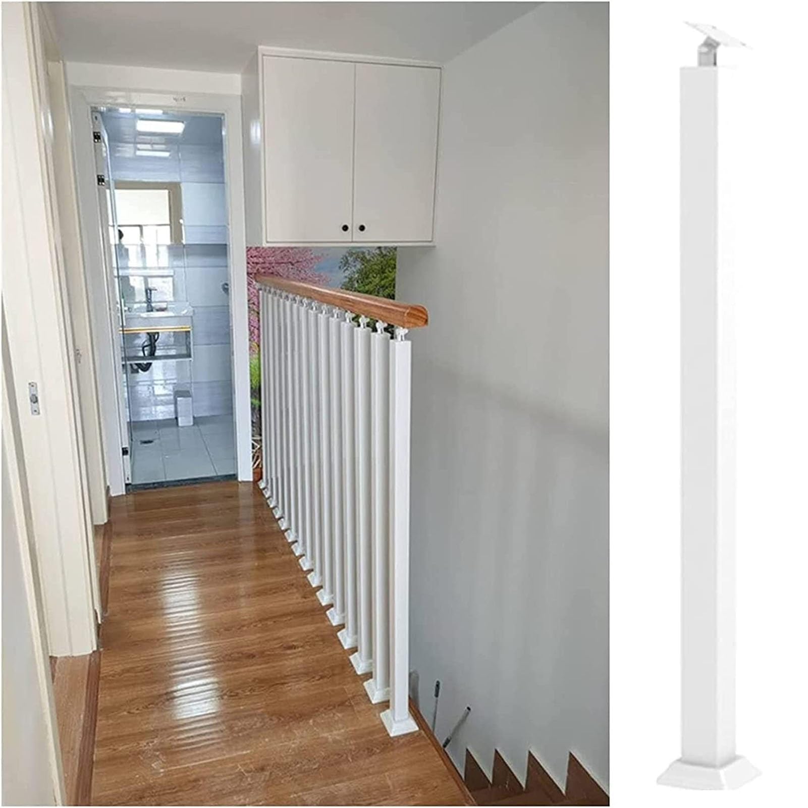 Balustres d'escalier réglables en métal blanc 115 cm avec kit