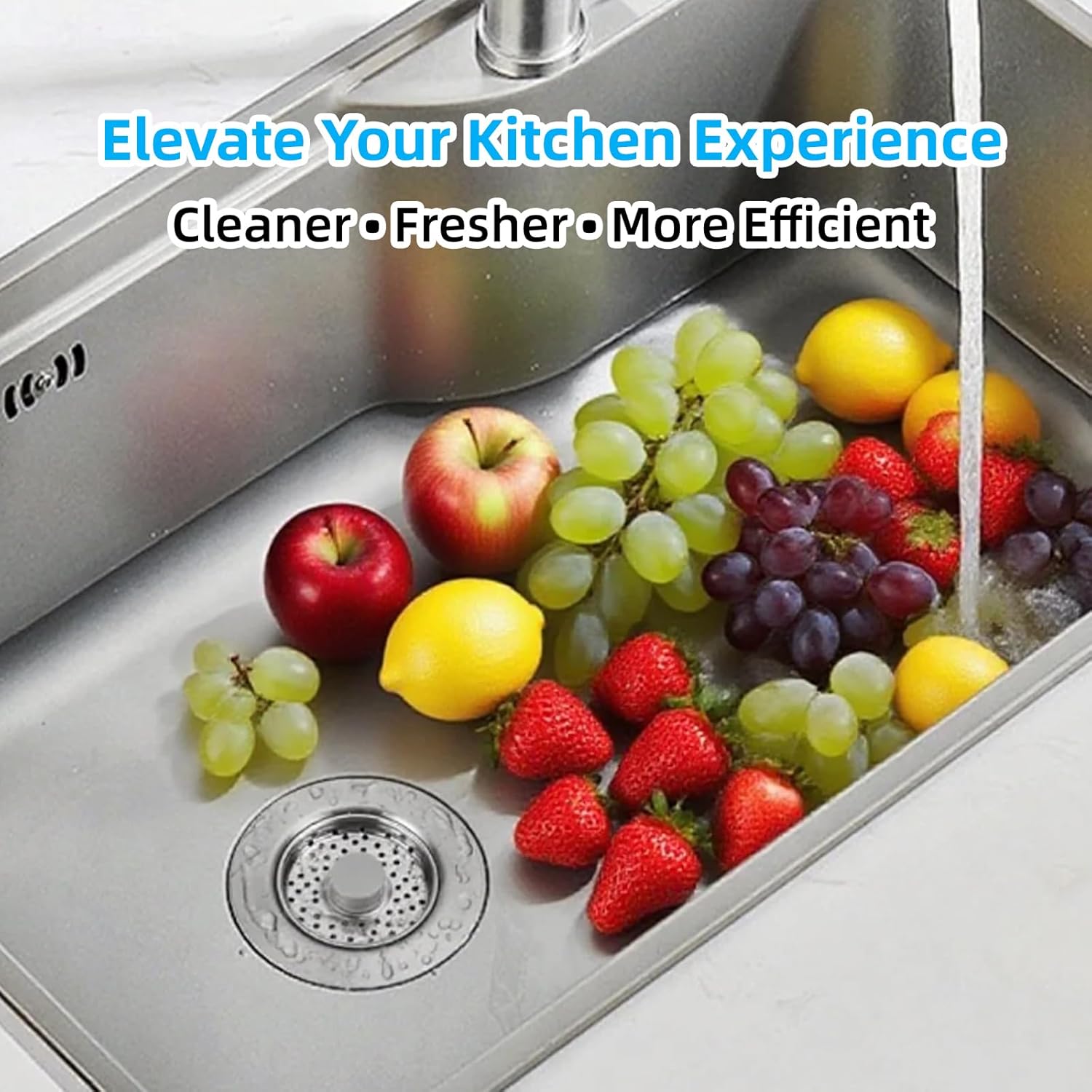 Sink Drain Strainer - Kitchen Sink Stopper, 3 In 1 Kitchen Sink Drain Strainer with Anti-Clogging Basket, Fit US Standard 3-1/2'' Sink Hole