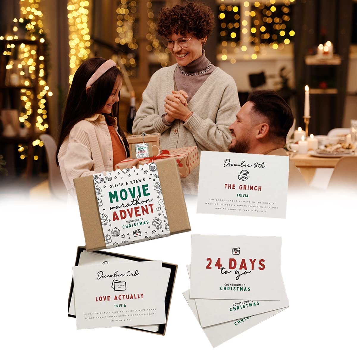 Amazon.com: Christmas Advent Calendar, 24pcs Family Movie Advent Calendar  for Him or Her, Film Christmas Countdown Box Ideas, Christmas Countdown  Calendar Card Set Gift for Women Kids or Teens (Movie) : Home