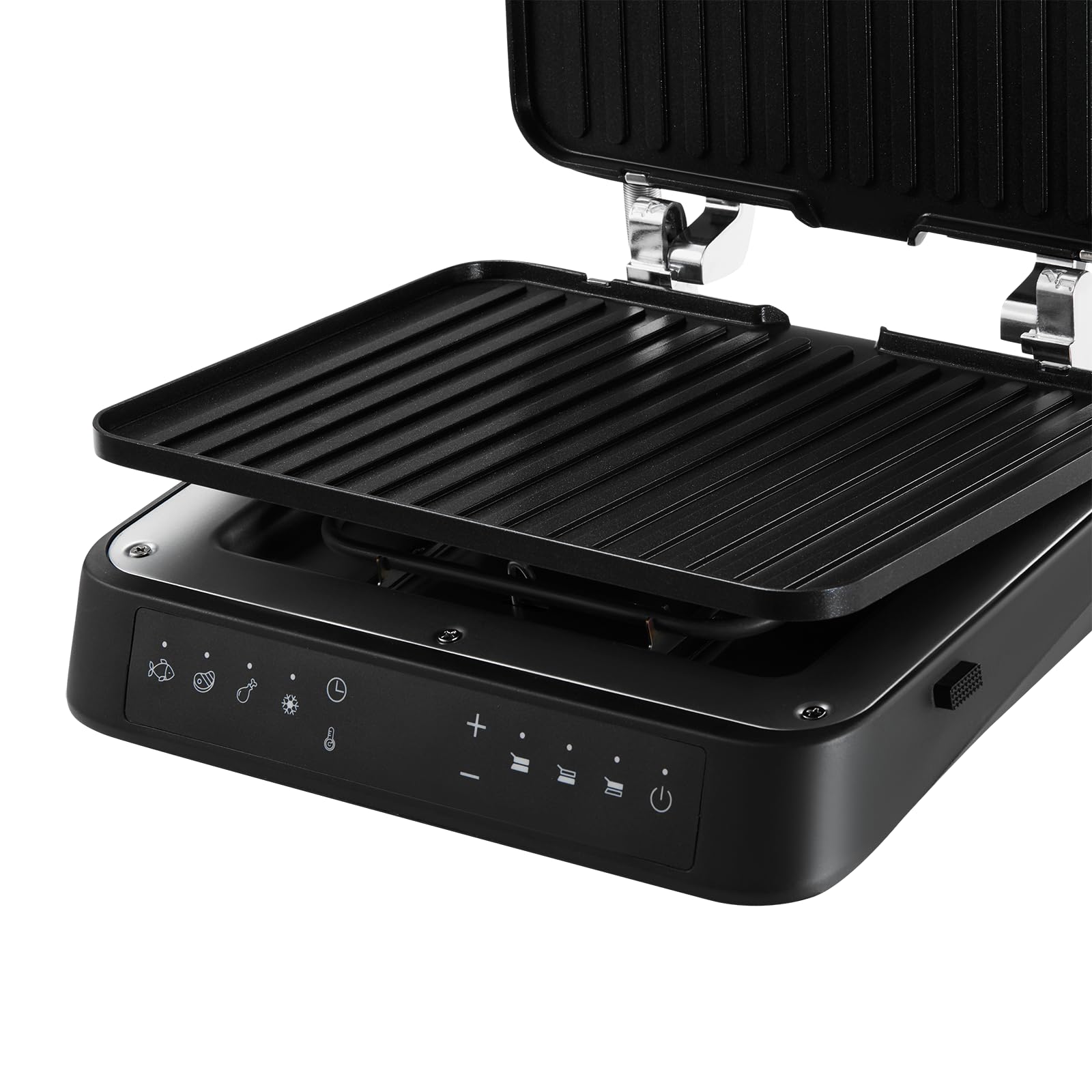 ZEEGMA Griglia Elettrica a contatto GRILL CHEF 3.0, 5 Programmi Piastre Estraibili Lavabile in Lavastoviglie Temperatura Regolabile Display, Potenza 2000 W, Riscaldamento Piastre Indipendente