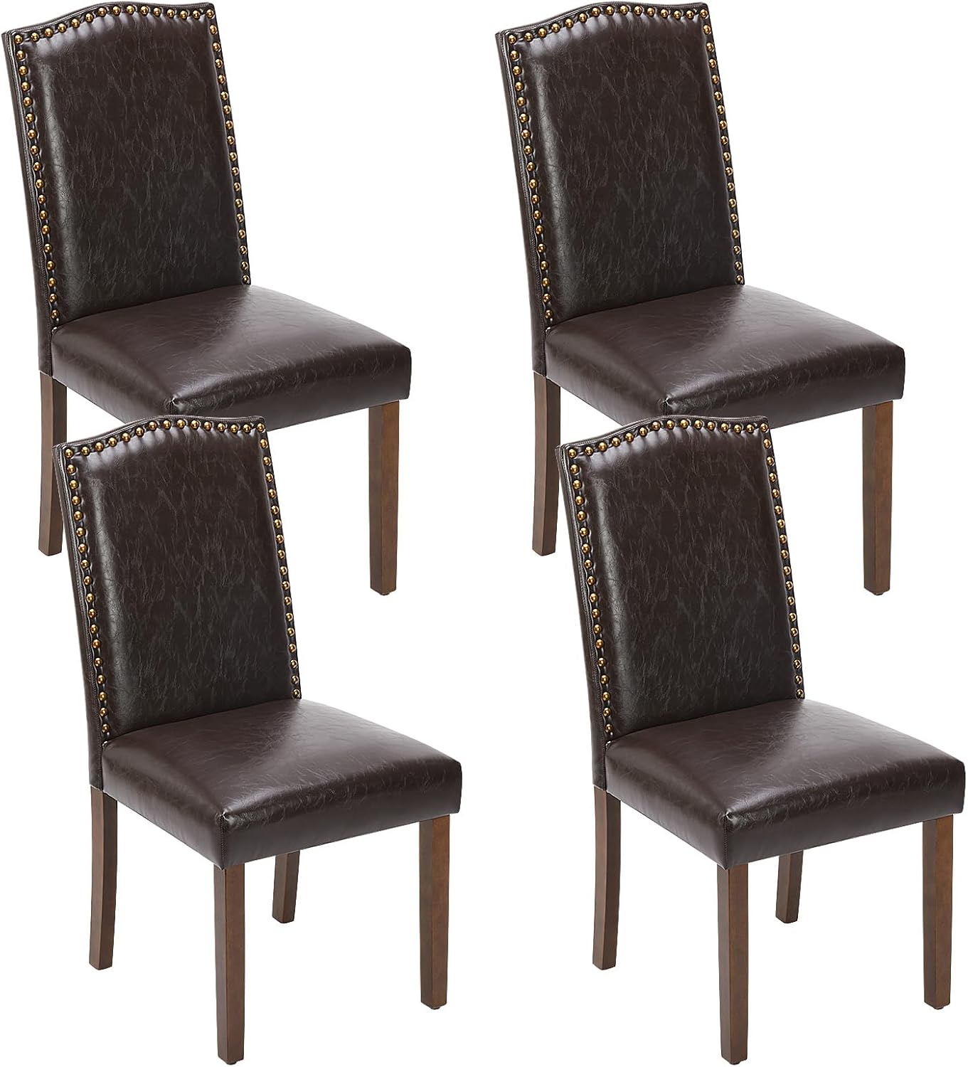 Amazon.com - Sweetcrispy Dining Chairs Set of 4, Upholstered Leather Kitchen Room Chairs Mid ...
