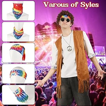 Costume Hippie Uomo E Donna Anni 60-70 - Maglietta Dashiki, Occhiali Peace E Parrucca Afro - Foto 7