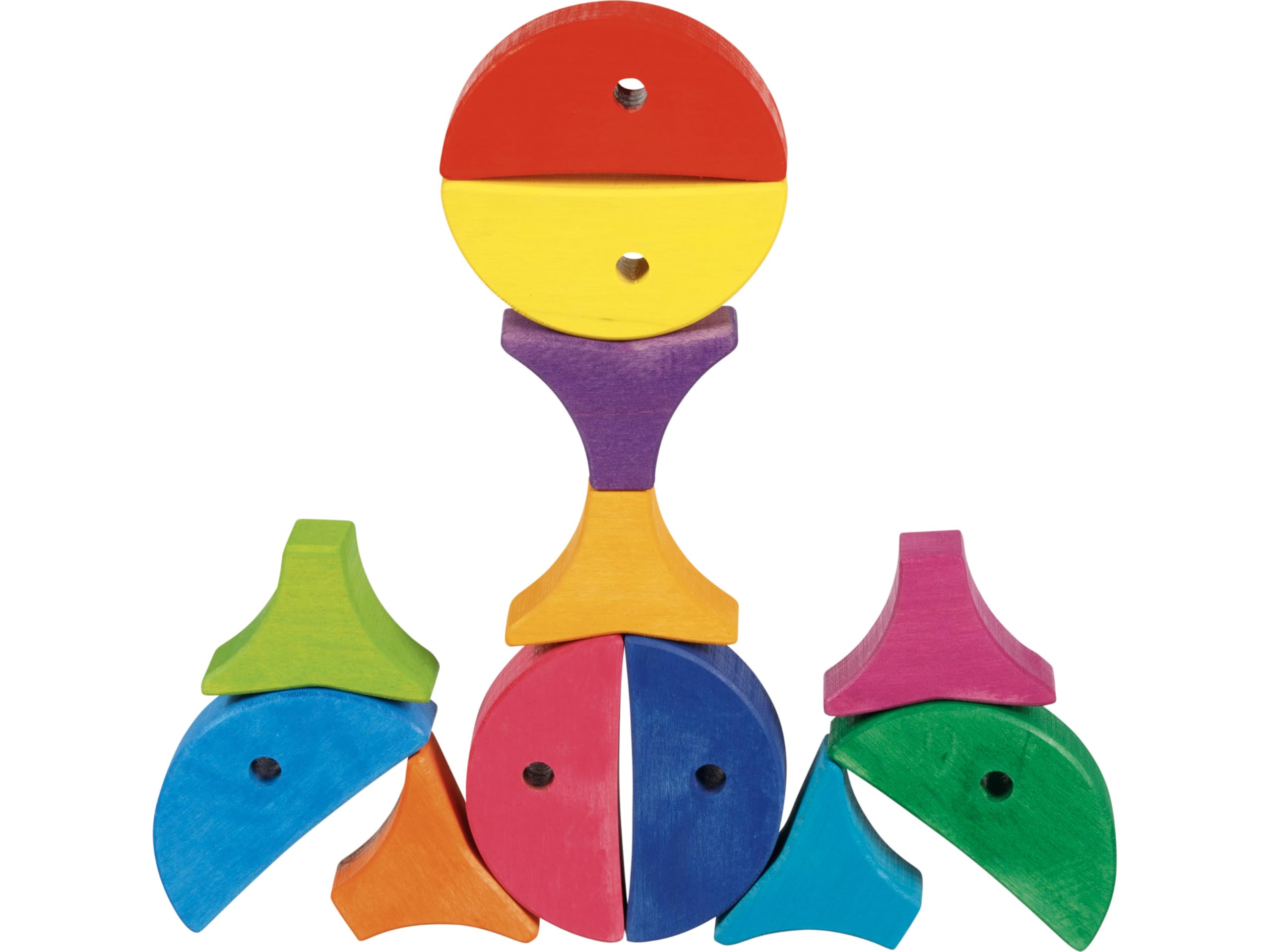 Legespiel und Bausteinkasten 6 bunte Fische: 34 x 14 x 3 cm, Holz, 24 Teile, per Stück