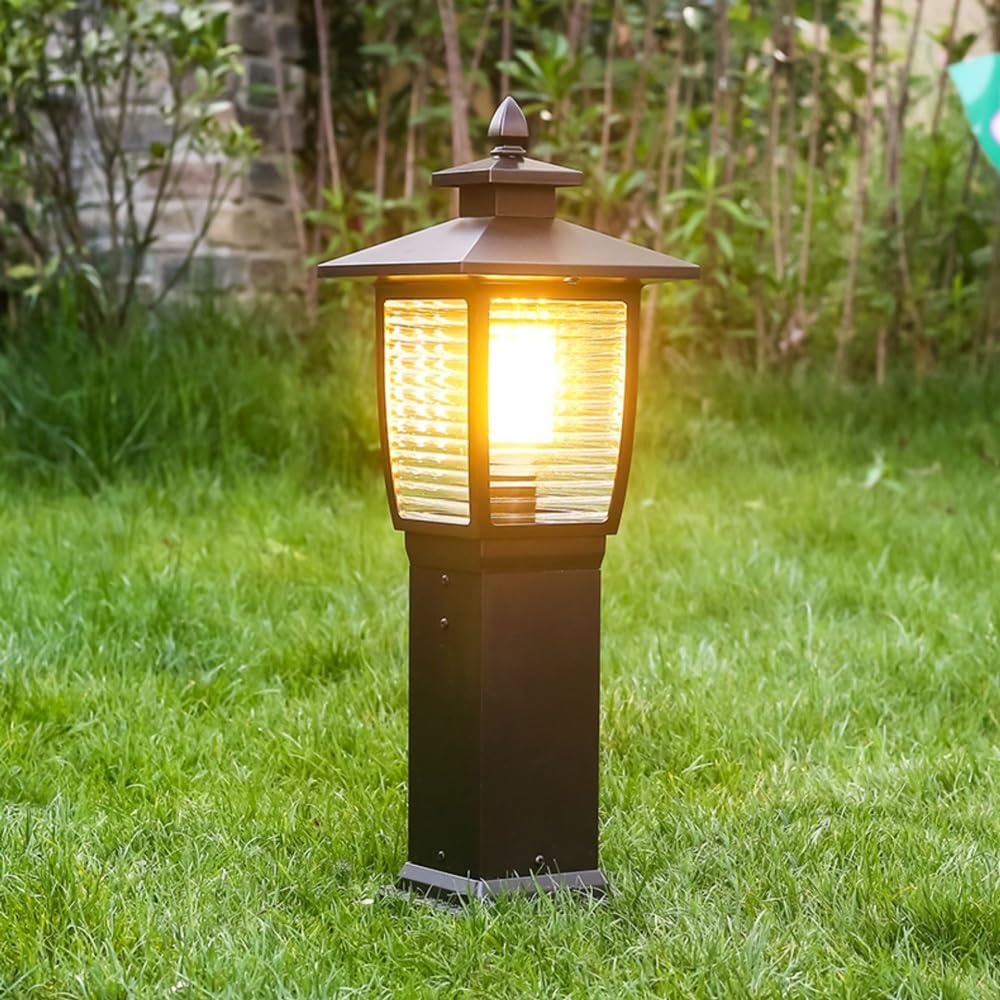 22-calowa lampa słupkowa ze szkła w paski w kolorze kawy