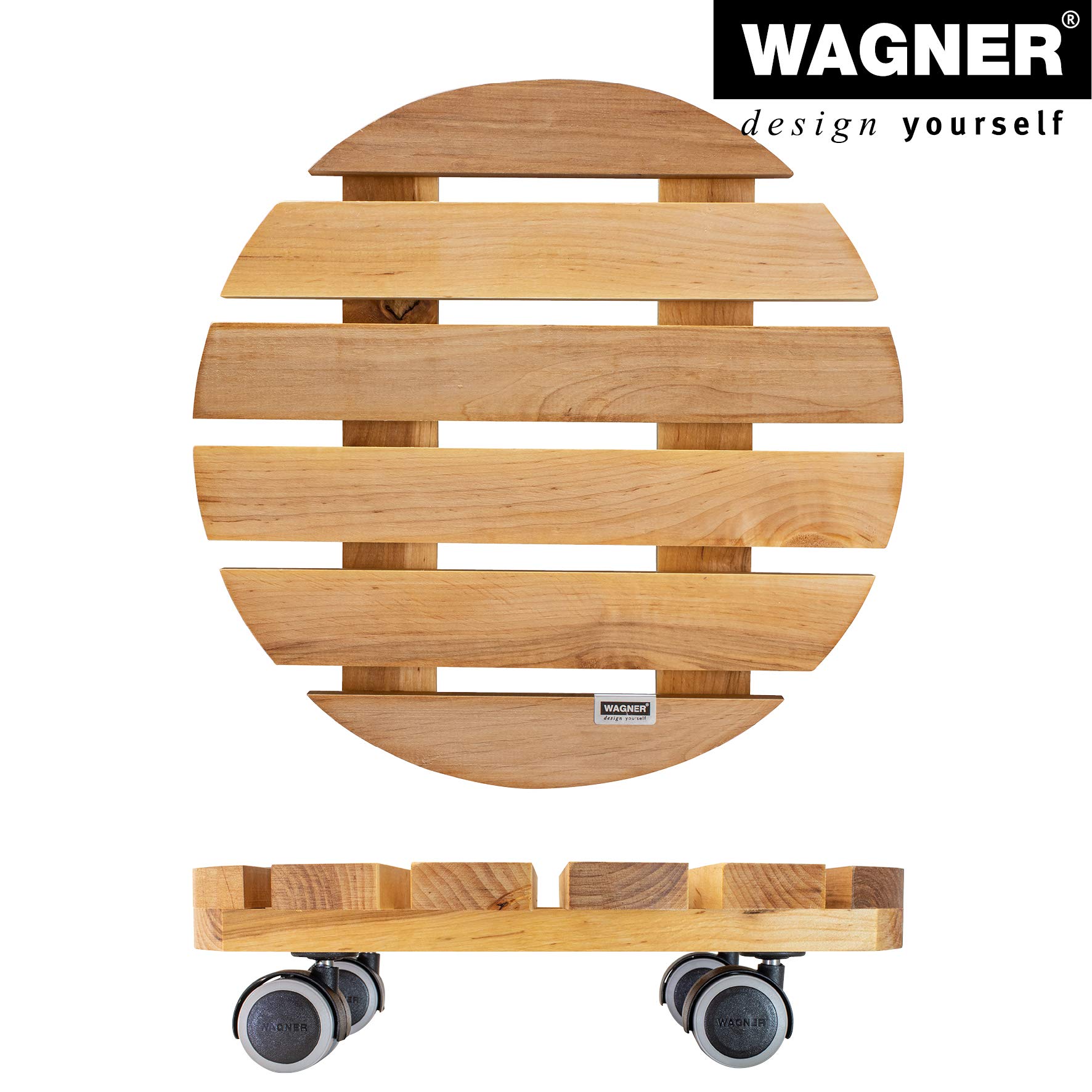 Carrello Piante Wagner Country - Legno Massello FSC - 4 Ruote - Portata 100 Kg - 30x8 Cm
