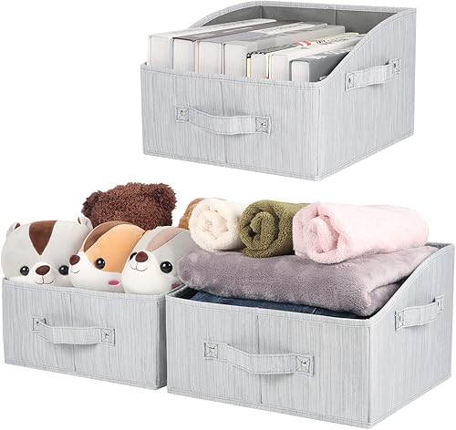 Miniatura 7 de KEEGH Contenedores de almacenamiento de tela para armario, cestas de almacenamiento para estantes, caja de almacenamiento para ropa, toallas,