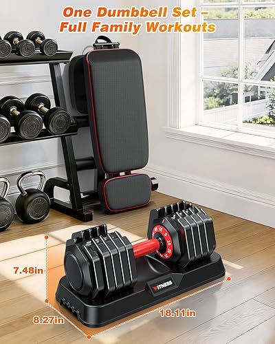 Miniatura 6 de XDDIAS Juego de 2 mancuernas ajustables, juego de mancuernas de 255580 libras, juego de pesas de ajuste rápido, juego de mancuernas 51016 en 1 con