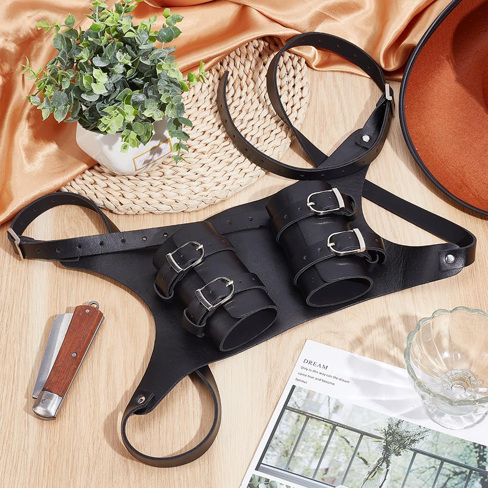NBEADS Portaspada Posteriore, Fodero per Spada Regolabile con Supporto per Spalla e Retro, Spada Medievale Retrò, Rana e Katana, Fondina In Pelle con Doppia Schiena, Cintura per Cosplay e Feste, Nero