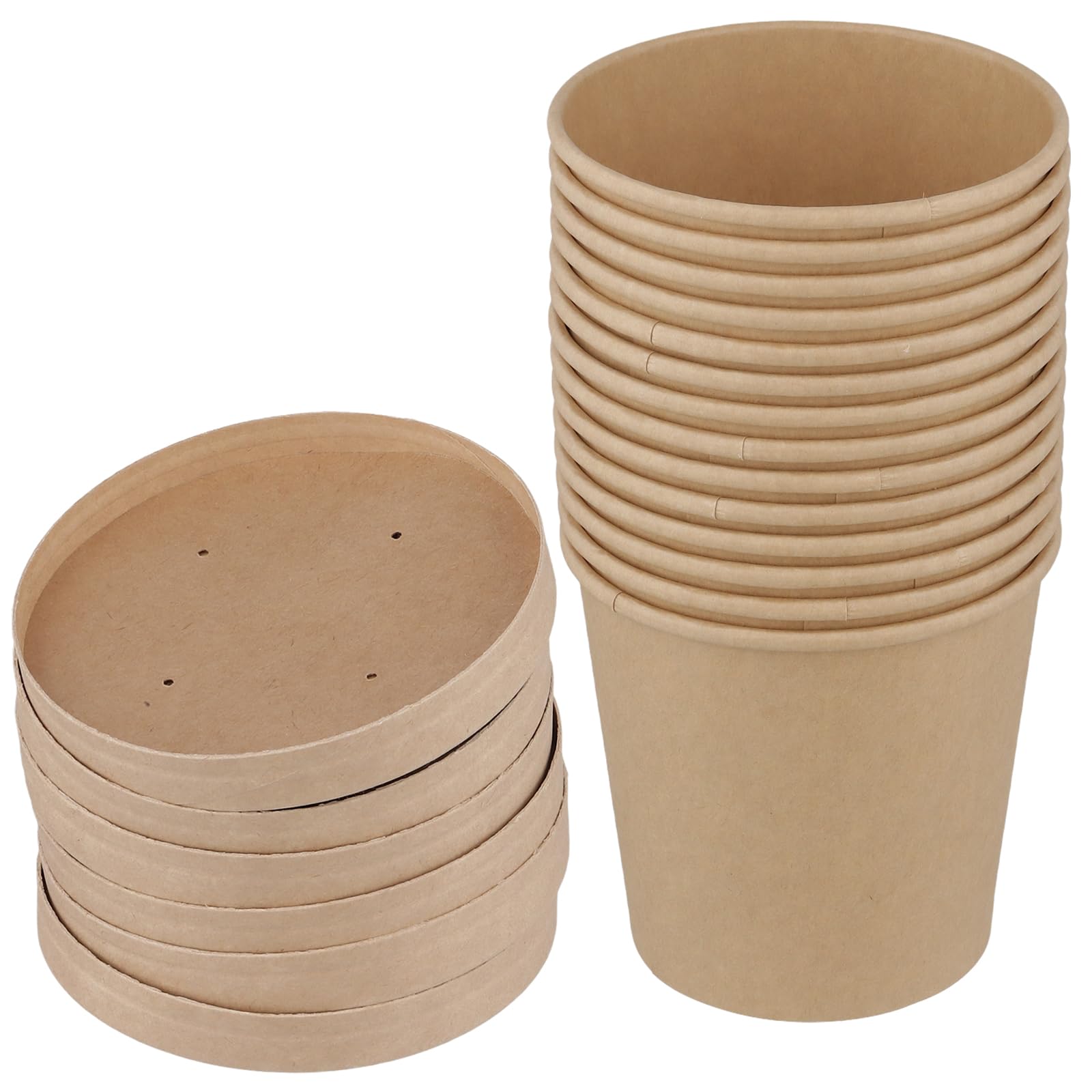 40 Bicchieri Carta Kraft Marrone 780 ml con Coperchio, Monouso Biodegradabili per Zuppe, Gelati, Snack e Asporto, 26 oz