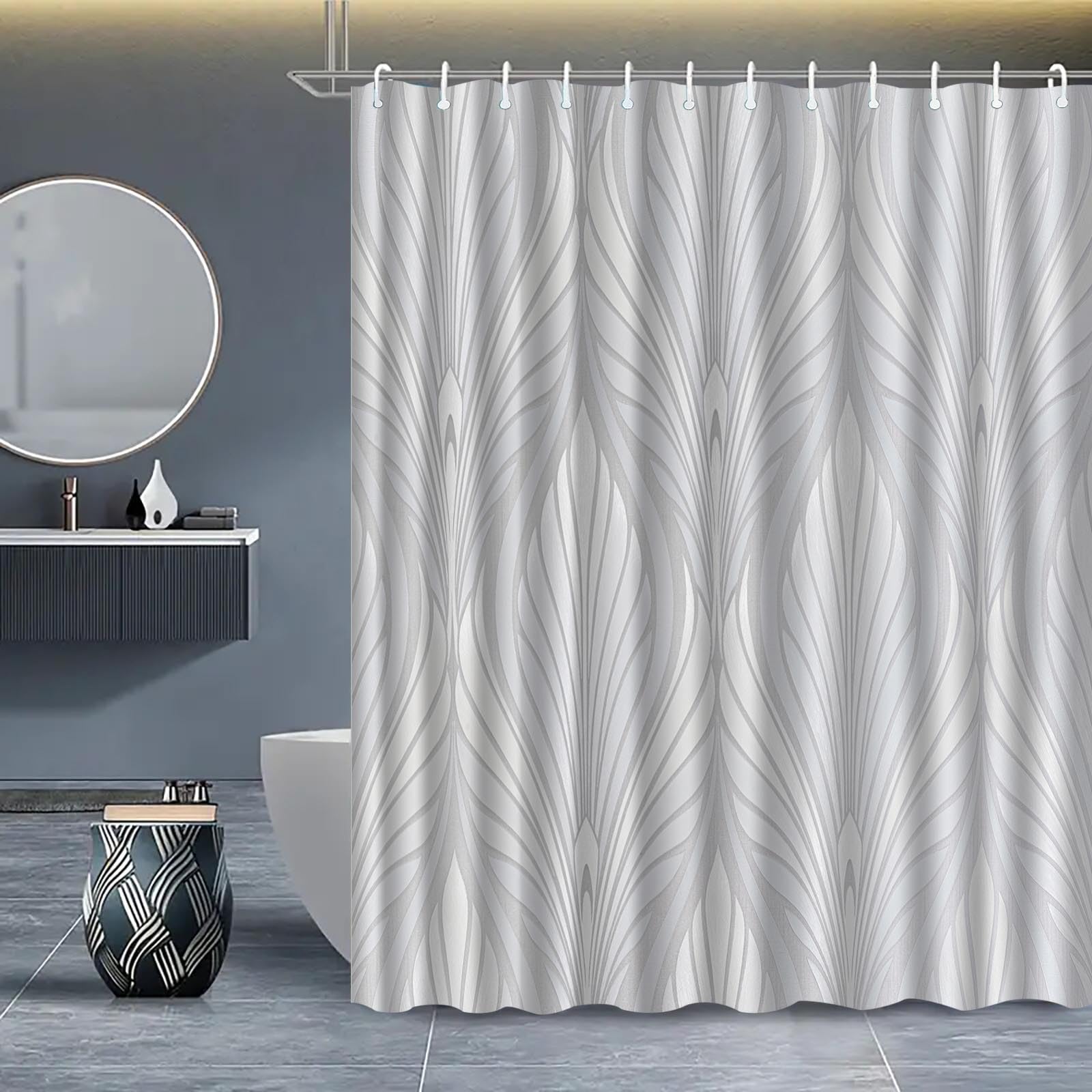 KELAIMI Abstract Striped Shower Curtain,Simple Modern Geometric Bathroom Curtain,Waterproof Luxury Bath Curtain with Hooks Style 4 180X180Cm