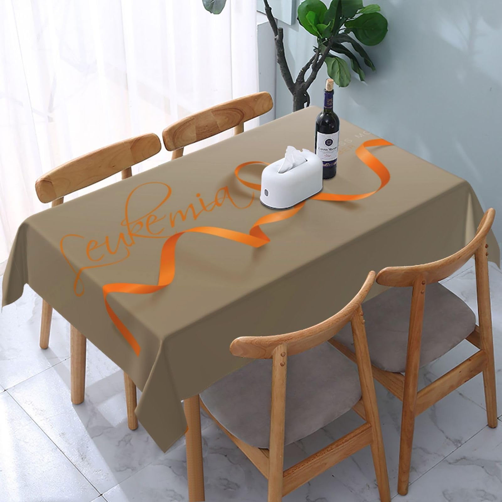 JunHeArt Leukemia Awareness Month Tablecloth Rectangle Table Cover Washable Table Cloths Decor For Kitchen 54" X 72"