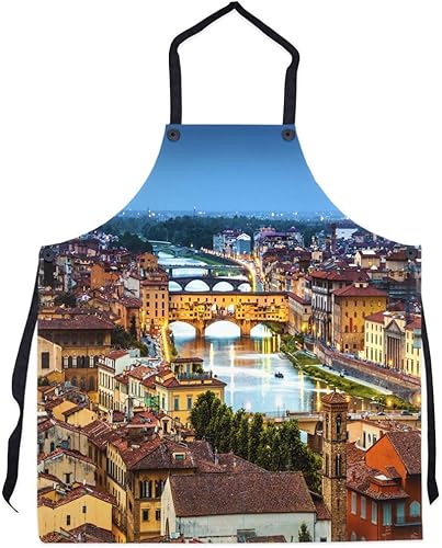 P.S. I Love Italy Florence II Delantal - Delantal con peto con temática italiana para hombres y mujeres, Multi