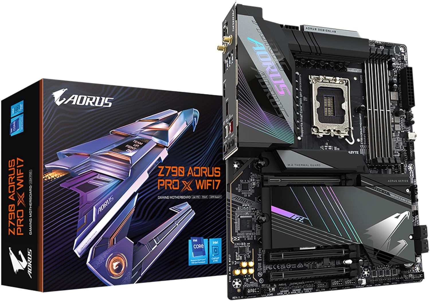 GIGABYTE Z790 AORUS PRO X WIFI7 LGA 1700 Intel Z790 X ATX Motherboard with DDR5, 5* M.2, PCIe 5.0, USB 3.2 Type-C, Wi-Fi 7, 5GbE LAN, Q-Flash Plus, EZ-Latch Plus GIGABYTE Z790 AORUS PRO X WIFI7 LGA 1700 Intel Z790 X ATX Motherboard with DDR5, 5* M.2, PCIe 5.0, USB 3.2 Type-C, Wi-Fi 7, 5GbE LAN, Q-Flash Plus, EZ-Latch Plus