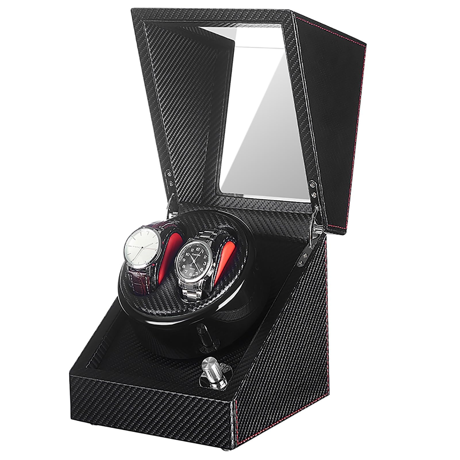 MYUYEE Automatic Watch Winder Box Double Watch Winder With 4 Tpd Modes Self-Winding Mechanical Watch Dustproof Case With Quiet Motor Dual Watches Rotation Storage Case Display (E)