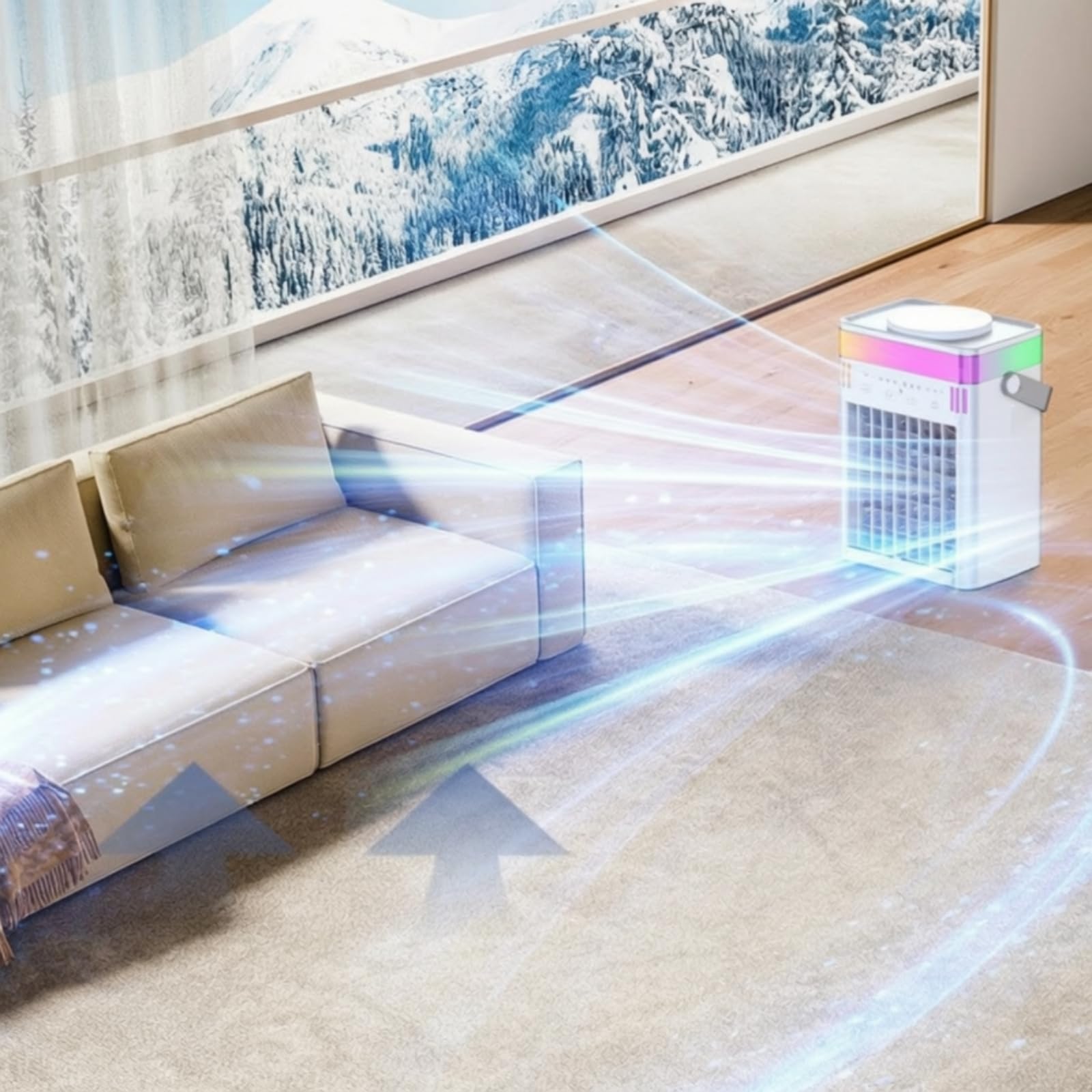 Ventilatore con Umidificatore USB Mini Condizionatore da Scrivania Silenzioso Ventilatore da Scrivania per Impiegati, Studenti, Ufficio
