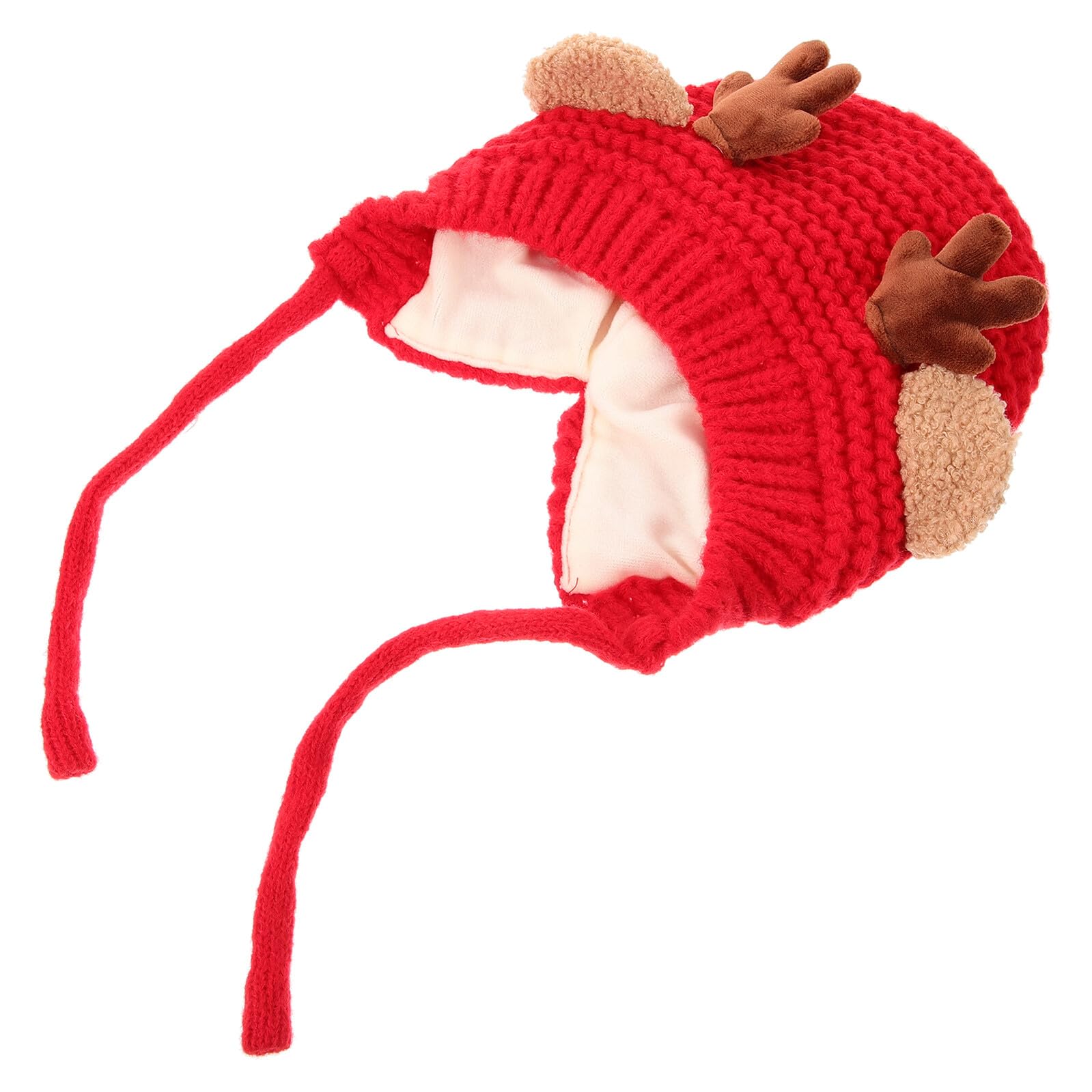 iplusmile Bonnet Tricoté Laine pour Garçon Fille Hiver Chaud et Respirant avec Motif de Cerf Bonnet Doux et Épais pour Ans Couvre-Chef Automne et Noël Rouge