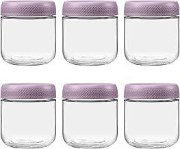 Storage Glass Jar, Set of 6, 300 ml Each, Transparent, BPA Free, Storage Jar, Kitchen Organizer Modular, Multipurpose Cookies Jar, Purple
