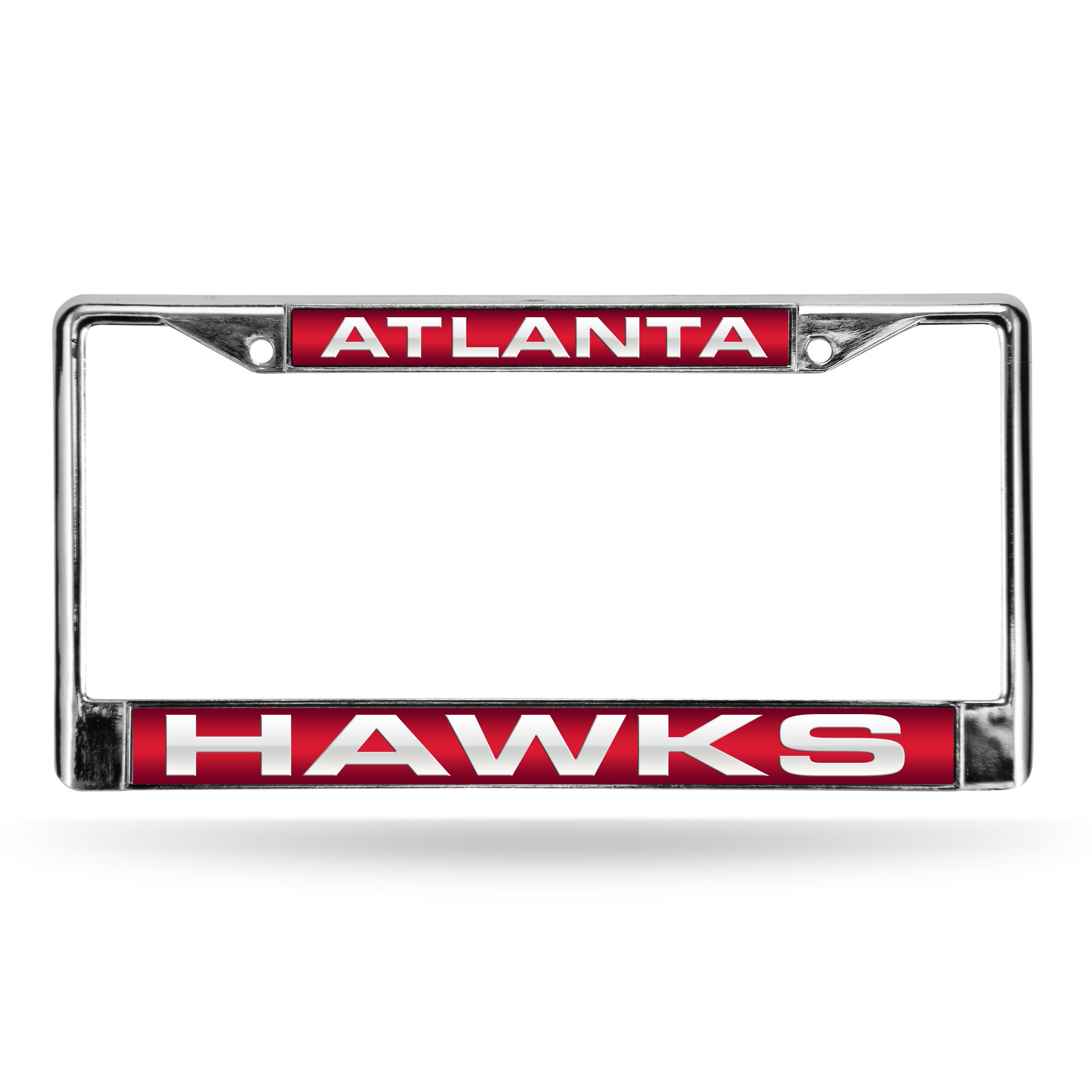 Rico Industries NBA Atlanta Hawks - Red Insert Laser Cut Inlaid Standard Chrome License Plate Frame , 6 x 12.25
