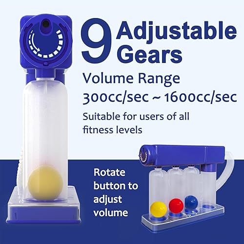 Miniatura 5 de Dispositivo de ejercicio de respiración de uso doméstico para pulmones, dispositivo ejercitador de pulmón con medición de volumen ajustable (300