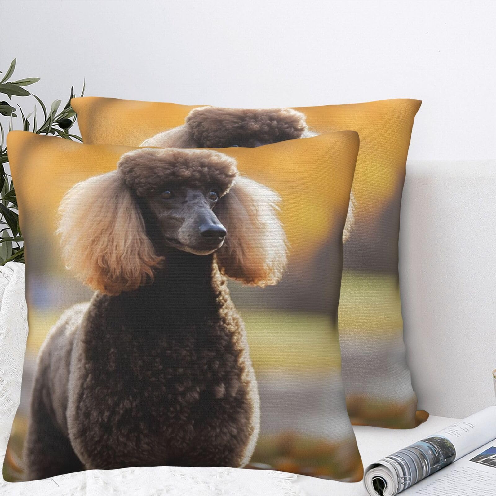 QMKFWT Beautiful Poodle Plush Throw Pillow Covers 24"X24",Soft Cozy Couch Cushion Covers Decorative Pillow Cases for Holiday Home Bedroom Sofa Decors