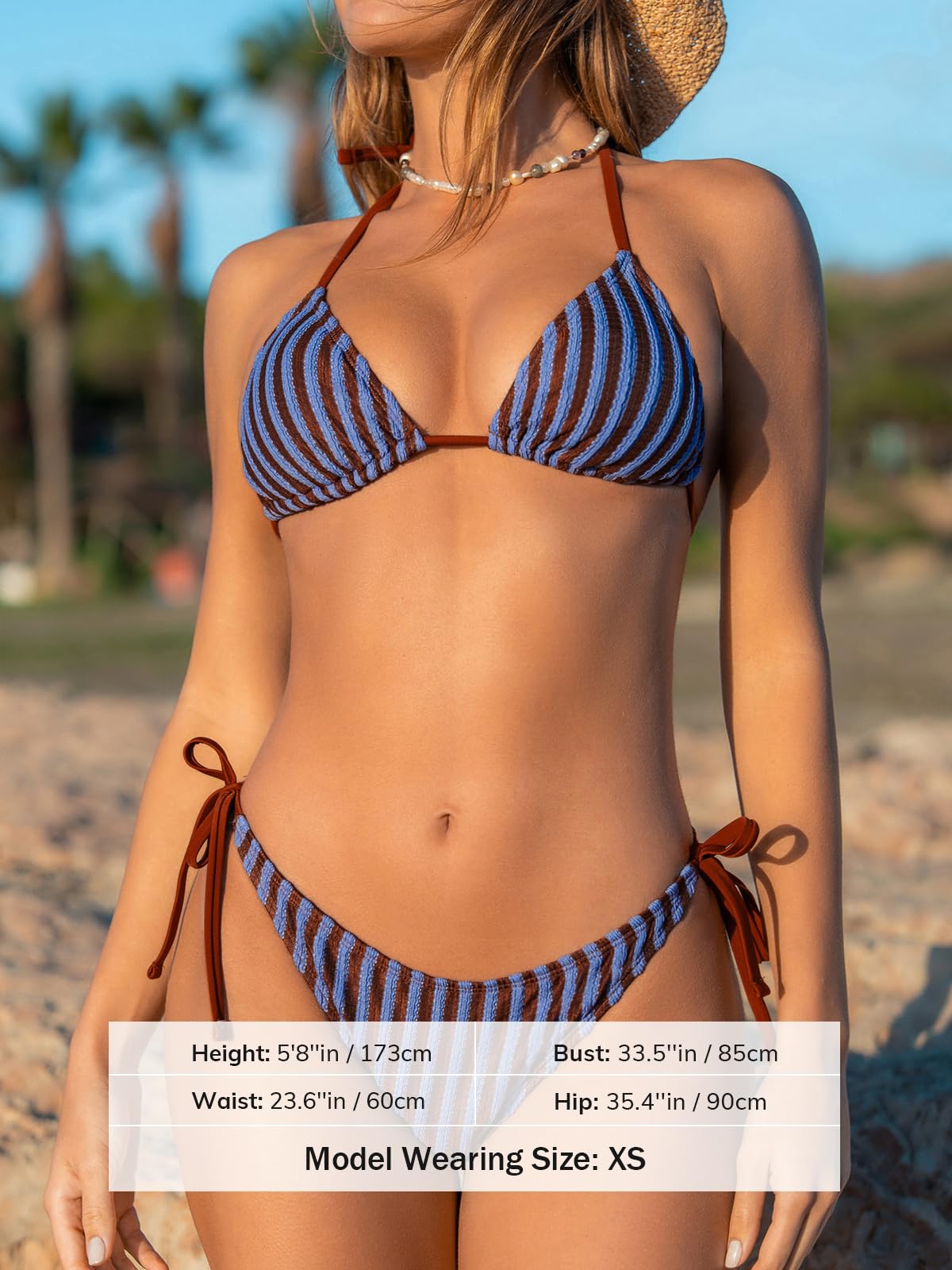 CUPSHE Bikini da donna Halter Scollo a V Triangolo Top Costume da bagno cravatta laterale coulisse Bottoms Cinghie regolabili