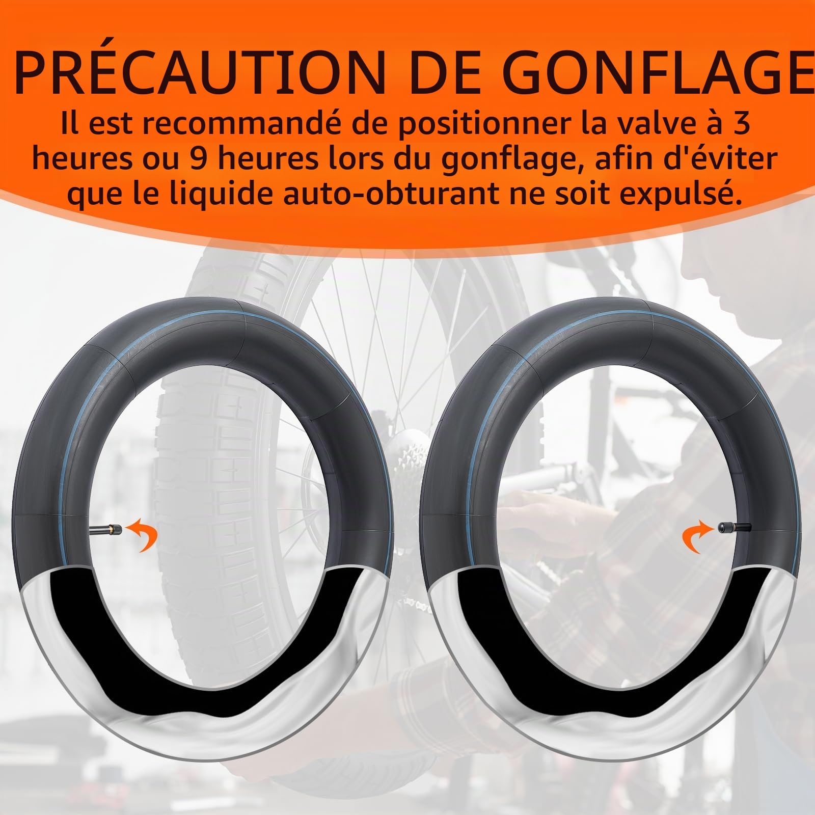 YunSCM 2PCS 102/114-559 Anti-crevaison Chambres à air 26x4.0/4.5 AV32mm Valve Prévention et Réparation,Compatible 26 Pouces Chambre à air Vélo de Route, VTT, vélo électrique 26x4.0 26x4.5
