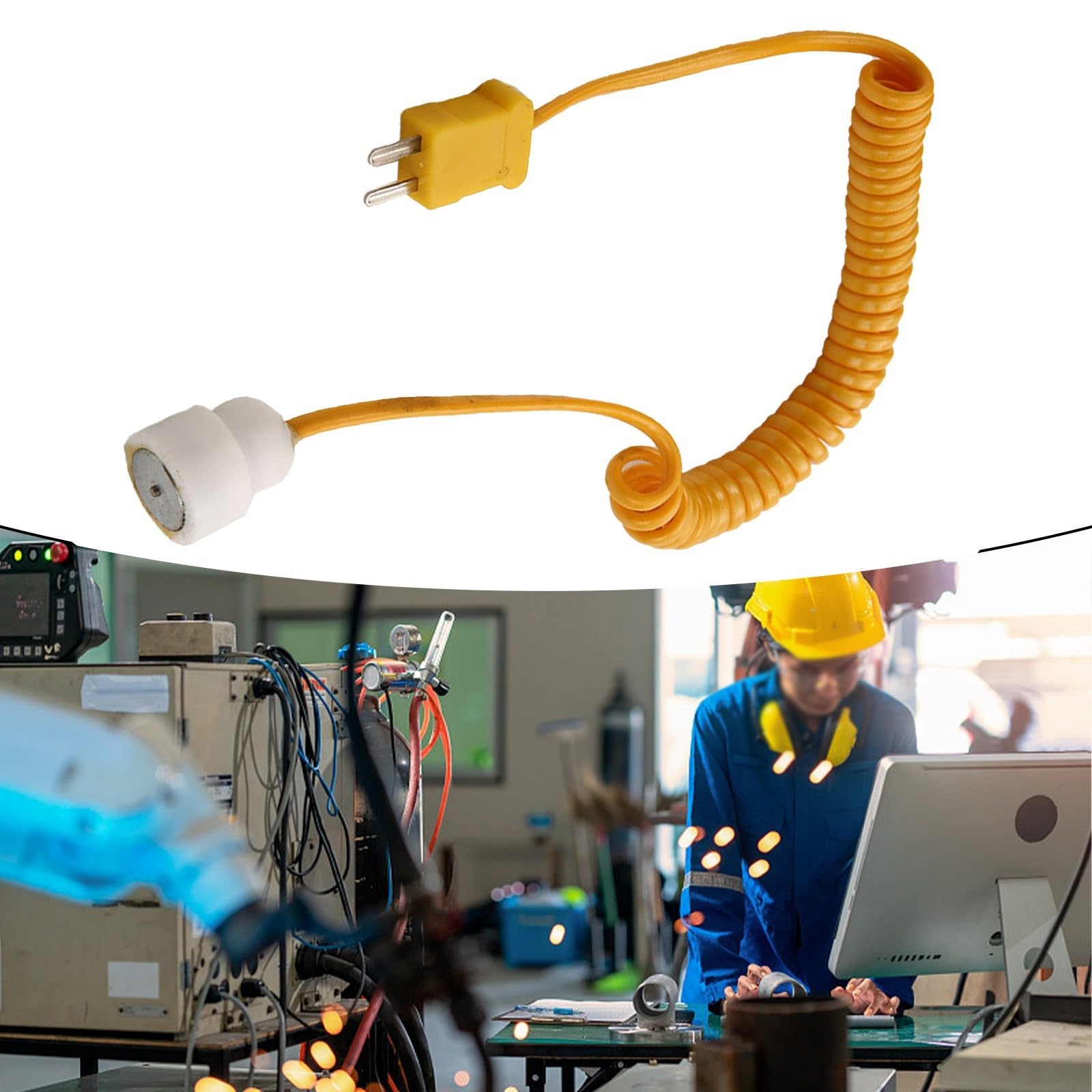 Sonda Termocoppia Magnetica Tipo K Per Cuscinetti – Circolare, In Acciaio Inox, Con Testa A Spina Gialla, Per Misurazione Temperatura