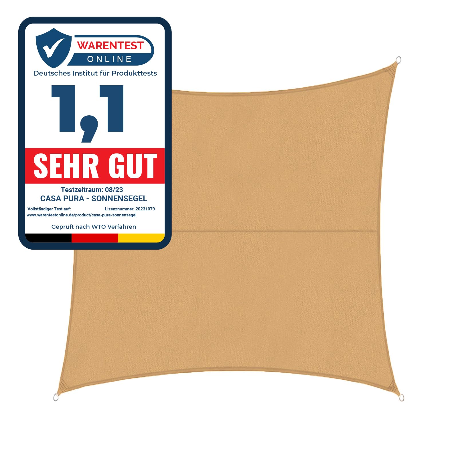 KARAT Voile d'ombrage en Polyester pour Jardin Balcon - Voile de Protection Solaire 160 g/m² Respirante & imperméable - L’Ombre idéale pour Votre terrasse patios (Respirant 5x5m, Sable)