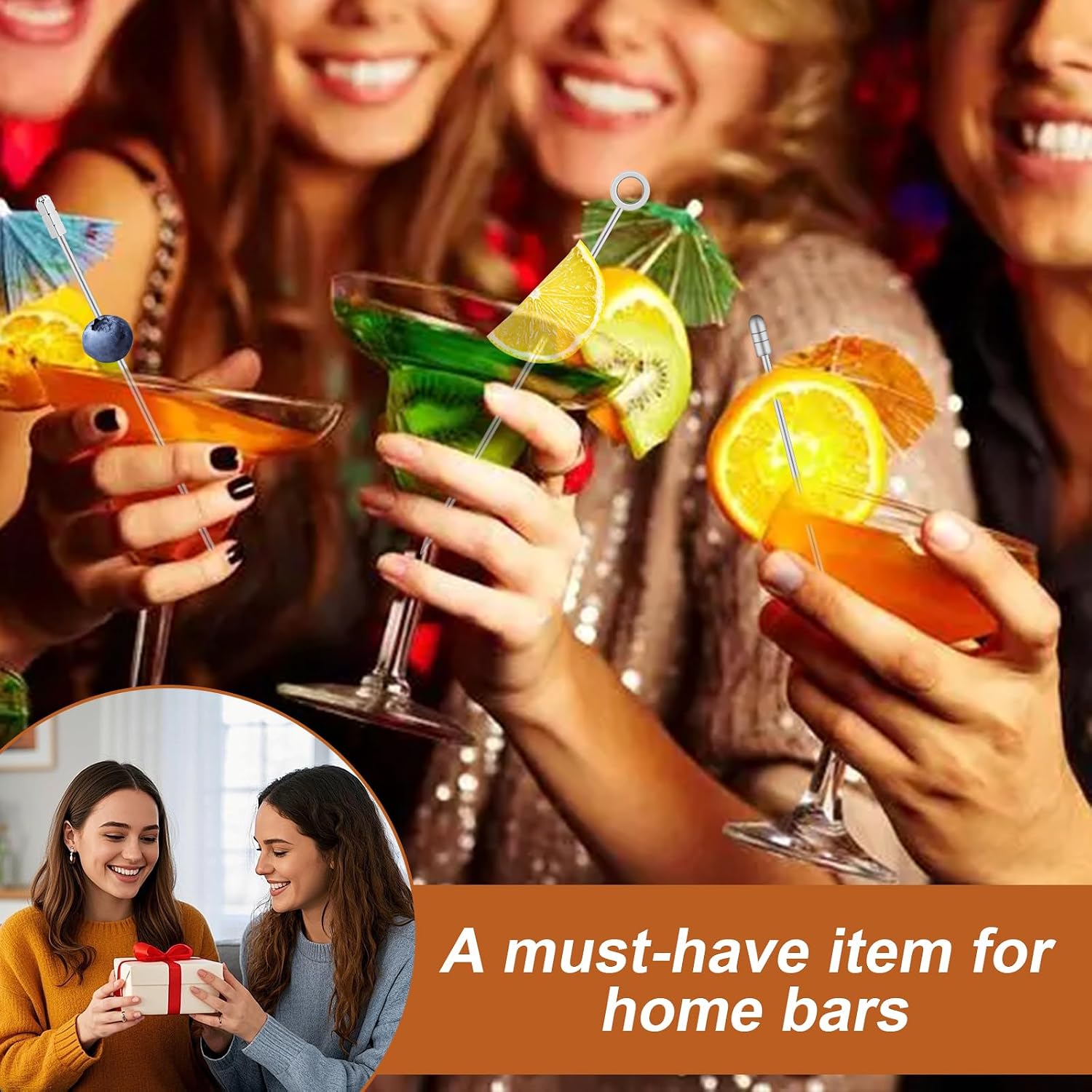 Metal Martini Cocktail Picks 9 PCS 4.1 Inch Martini Skewers
