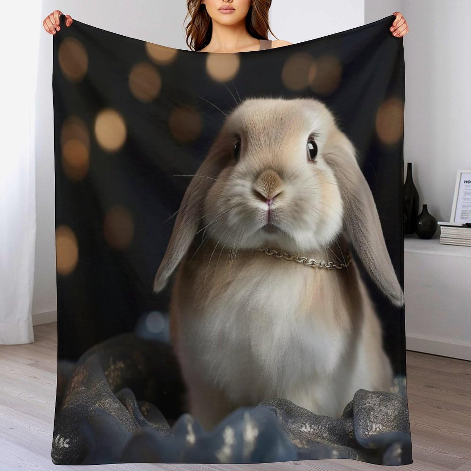 GGJJTT Rabbit Blankets Throw Super Soft Warm Lightweight Cozy Blanket for Children, Young Girls Or Adult for Couch Bed Sofa 130×180cm