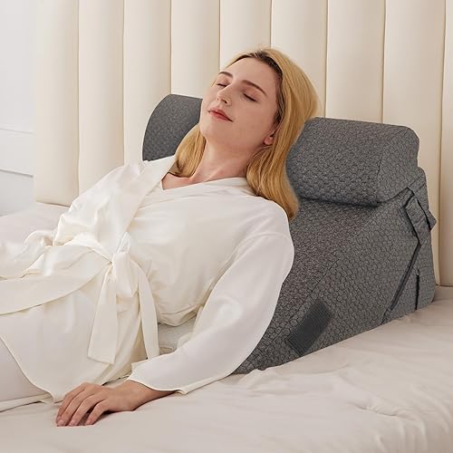 Juego de 3 almohadas ortopédicas de cuña para cama, espuma viscoelástica ajustable, cuña de almohada para poscirugía, alivio del dolor de espalda,