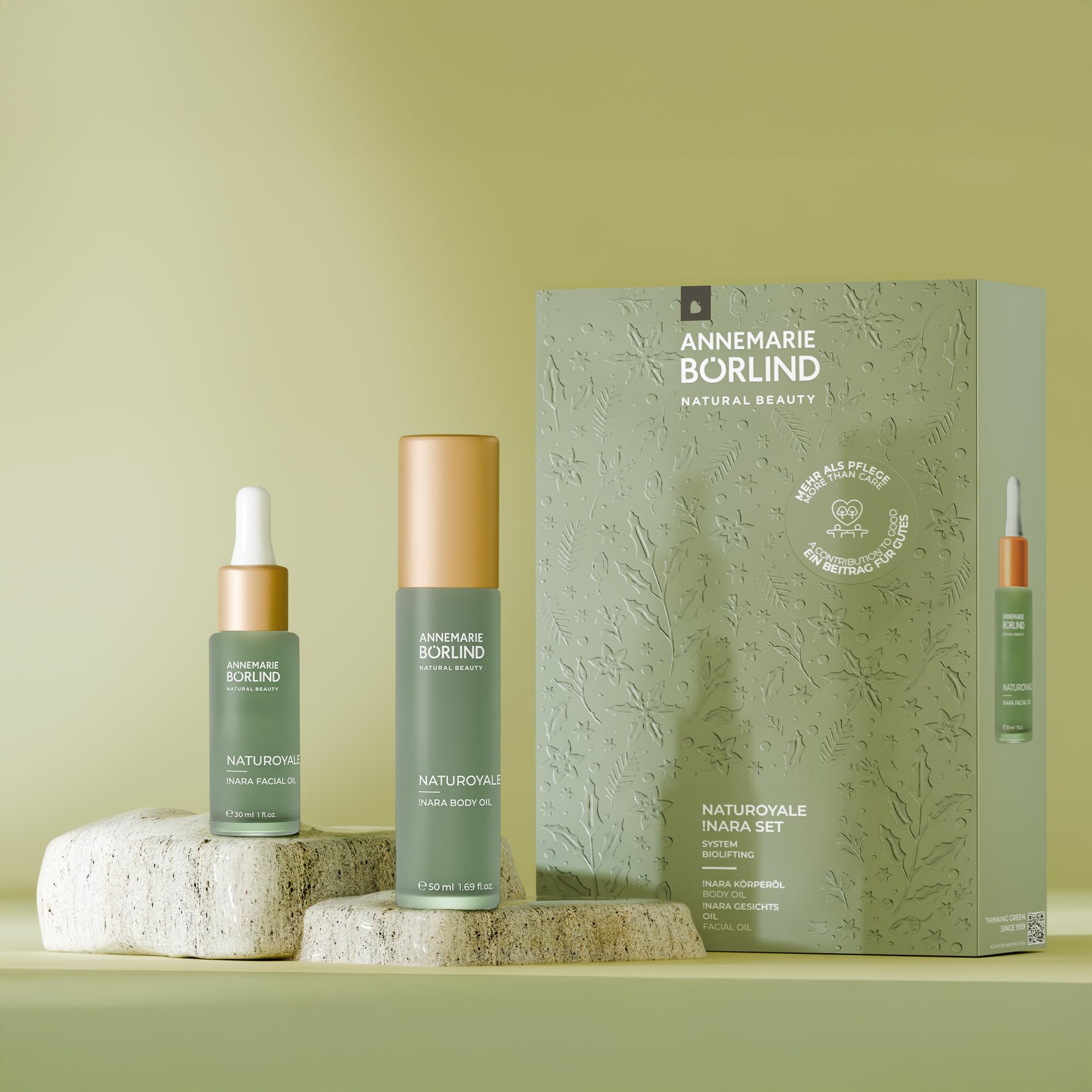 ANNEMARIE BÖRLIND NATUROYALE !NARA SET Body Oil 50ml + Facial Oil 30ml | Anti-Aging Pflegeset Körper & Gesicht, Feuchtigkeitsspendendes Körperöl, Straffendes Gesichtsöl, !Nara-Öl aus Namibia
