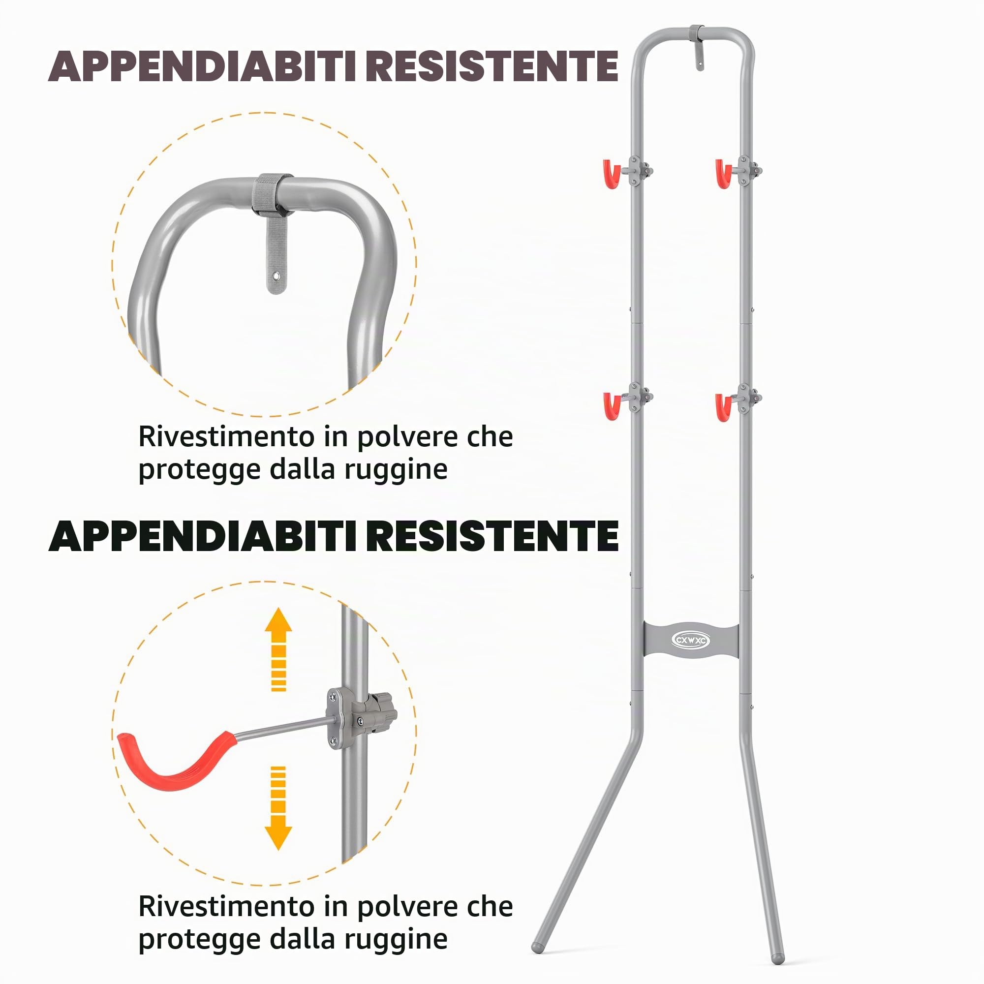 CXWXC Supporto verticale per 2 biciclette, supporto da parete salvaspazio fino a 54 kg, supporto per bicicletta regolabile per garage e appartamento, mountain bike e bici da strada