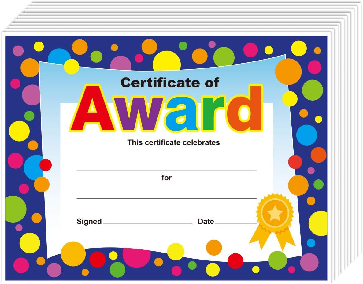 Yoklili 50-Pack Certificate of Award for Teachers Students Back to School Classroom Supplies, Printable, 8.5 x 11 Inches : Office Products