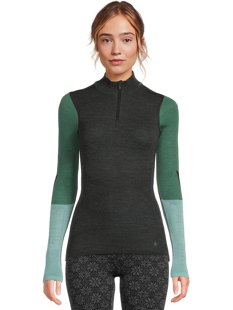 Gray Smartwool Intraknit Thermal Merino Base Layer Colorblock 1/4 Zip