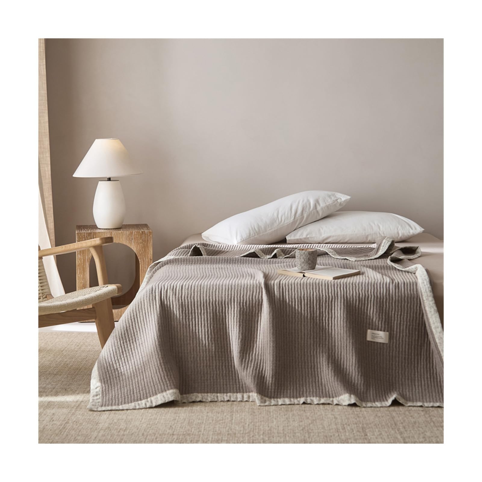Edredón verano de algodón suave cubrecama ligero transpirable colcha cama acolchada gris