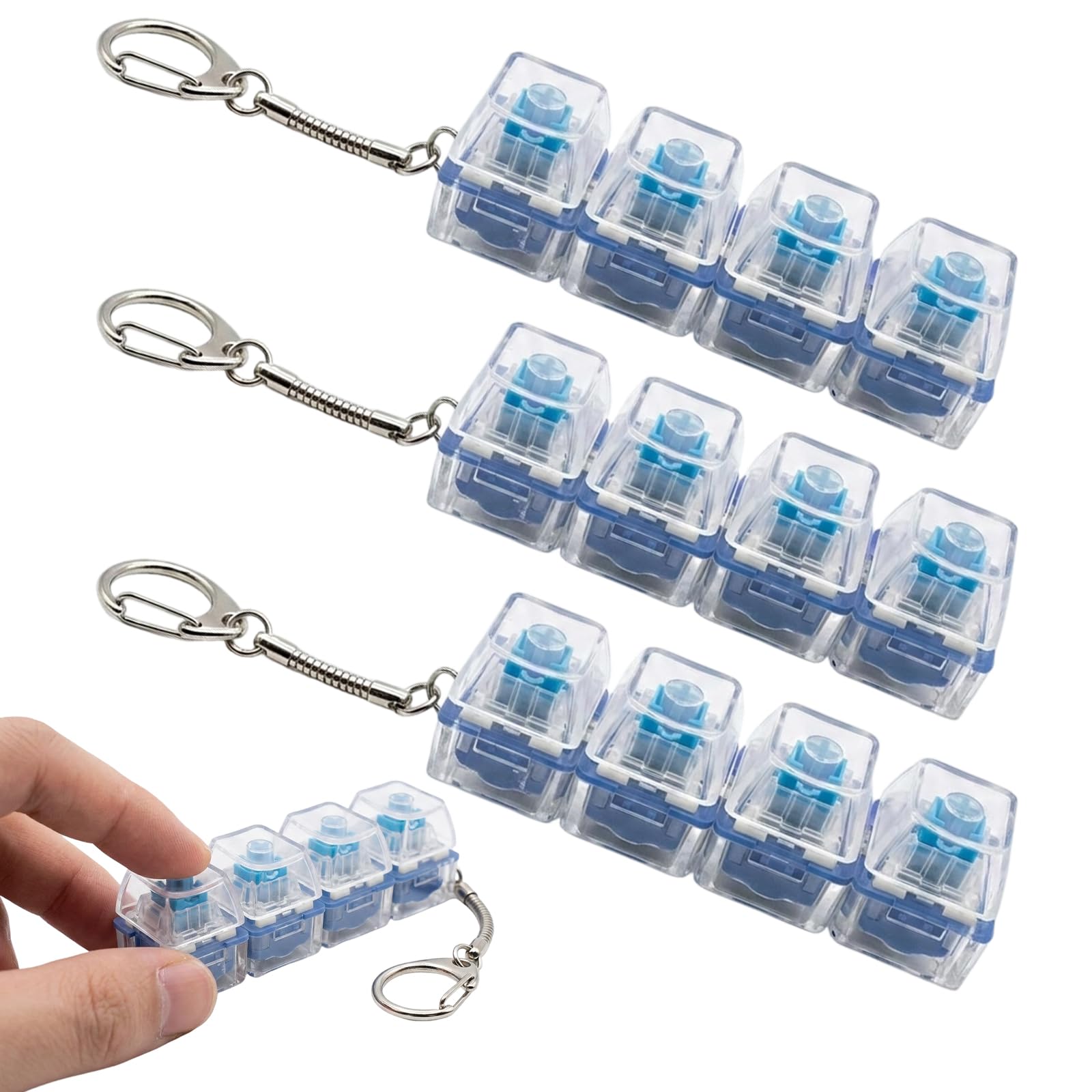 Keyboard Fidget Toy, Fidget Toys, 3pcs Fidget Toys Adults, Stress Relief Fidget Keyboard Transparent 4-Key Design For Stress Relief and Focus Enhancement