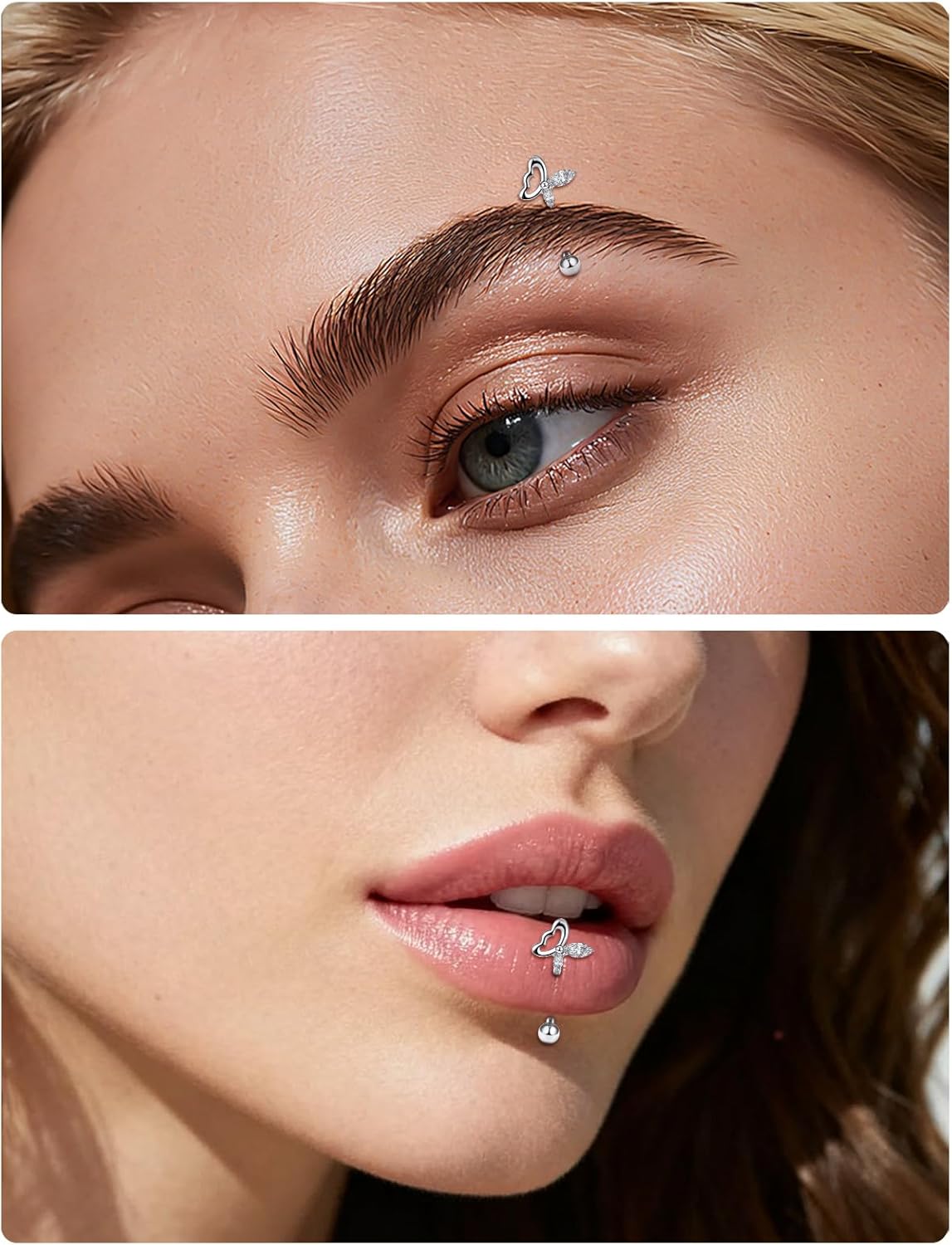 16G Astm F136 Titanium Eyebrow Piercing Jewelry Curved Barbell Eyebrow Ring Vertical Labret Lip Jewelry Daith Rook Earrings Navel Small Belly Button Ring Piercing Jewelry for Women Men CZ - Image 4