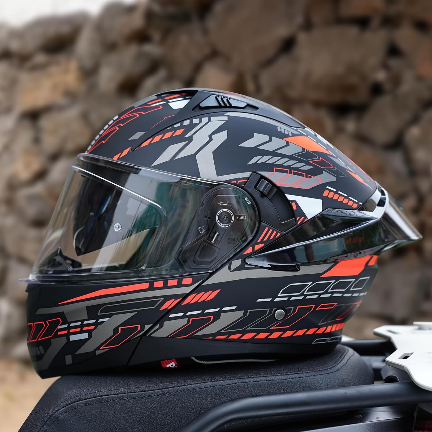 Modular Motorcycle Helmet Dual Visor Flip Up Full Face Helmets SJ-809 DOT Approved for Adults Men Women (Matte Cosmos, L)