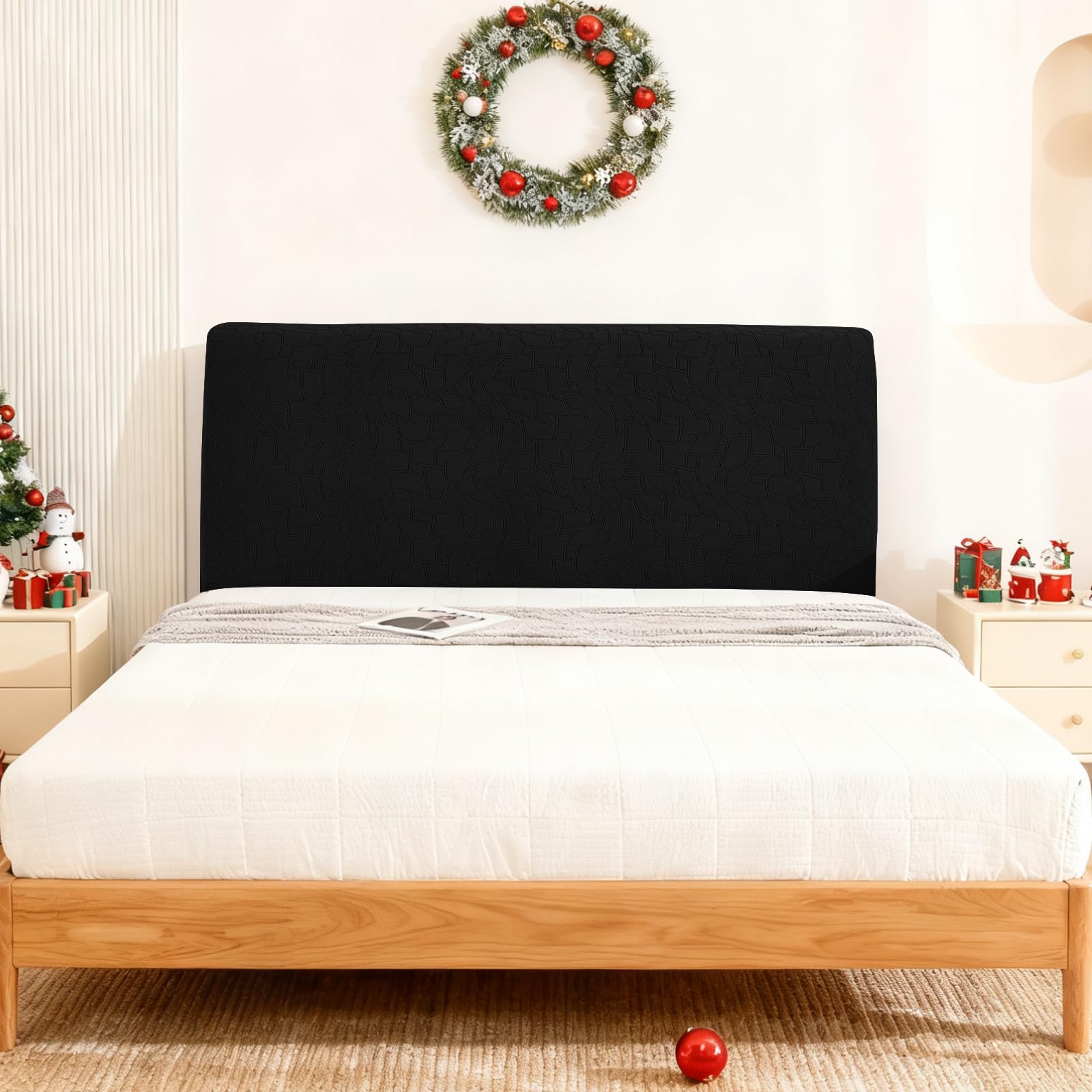 Ystyle Housse Tete De Lit, Housse De Tête De Lit Extensible Doux, Couvre Tete De Lit Antipoussière, Moderne Couvre De Protection Tête De Lit, Déhoussable Et Lavable (150CM, Noir)