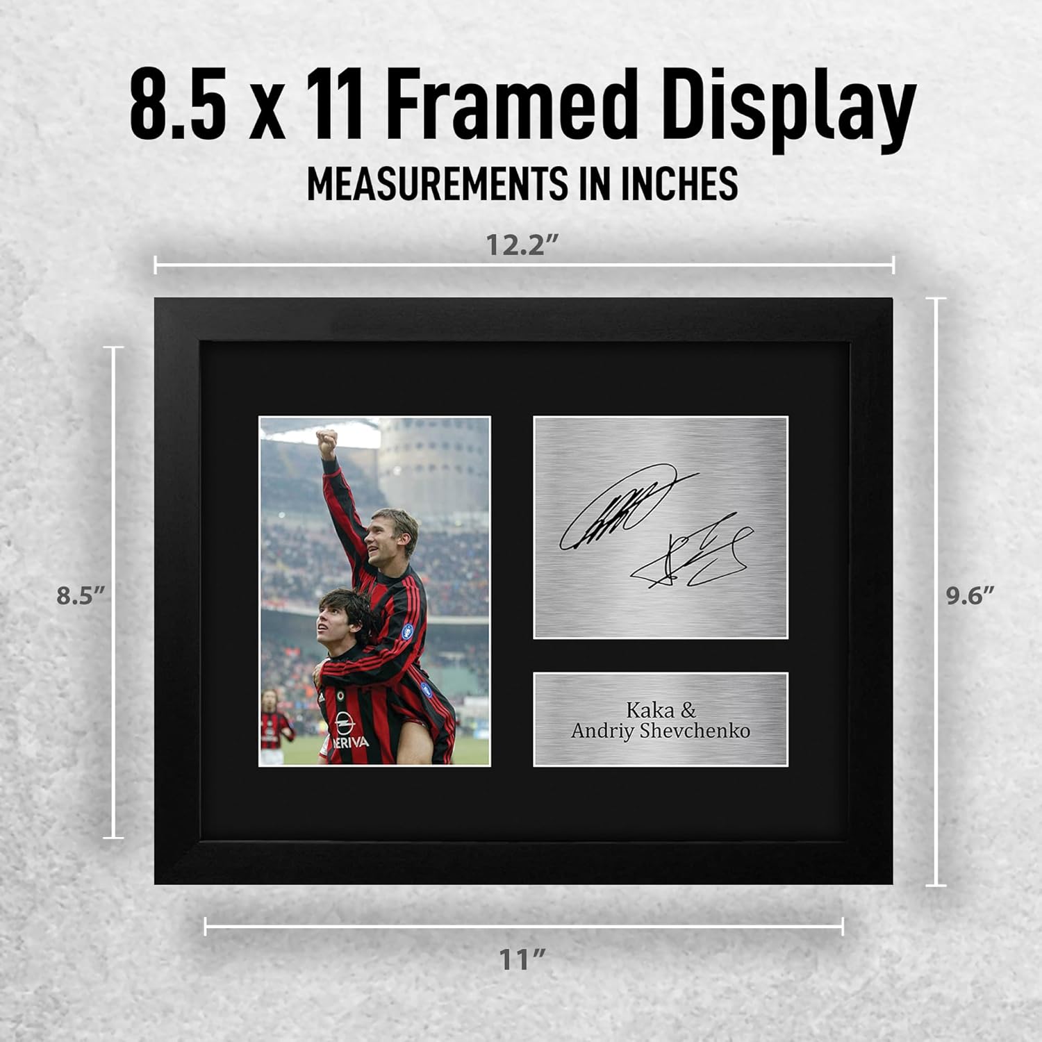 HWC Trading Kaka & Andriy Shevchenko A C Milan Framed Gifts Printed Signed Autograph Picture for Football Fans and Supporters - US Letter Size