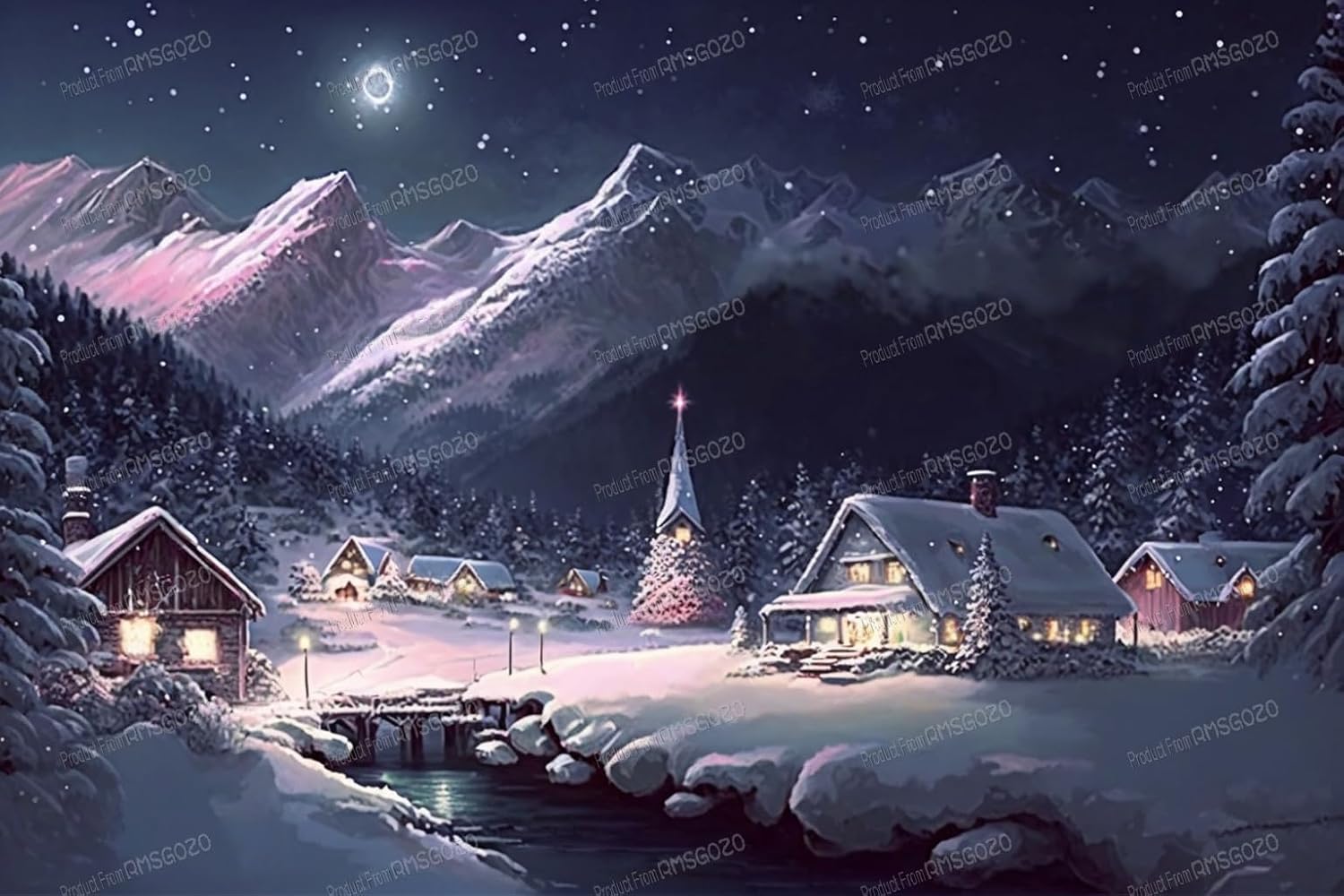 RMSGOZO Romantic Starry Town Diamond Painting Kits - Landscape Diamond Painting, Full Round Diamond Art Gemstone Cross Stitch Kit, for Home Decor Kitchen Decor Or Gifts 20X20 Inch