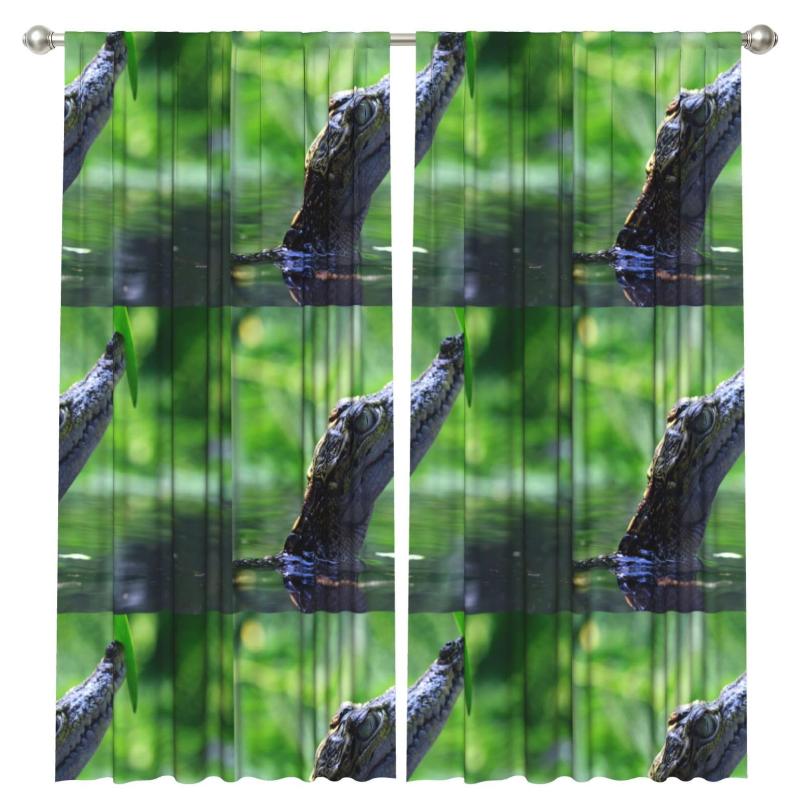 InOmak Crocodile, 2 Panels Window Curtains 52 x 84 Inch Blackout Curtains for Living Room Bedroom