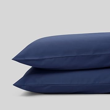 Fabdreams 100% Organic Cotton King Size Pillow Case Set | California King Size Pillow Case Set | Percale Weave | 300 Thread Count | GOTS Certified | Cool Crisp Breathable | 20" x 40" | Dark Blue
