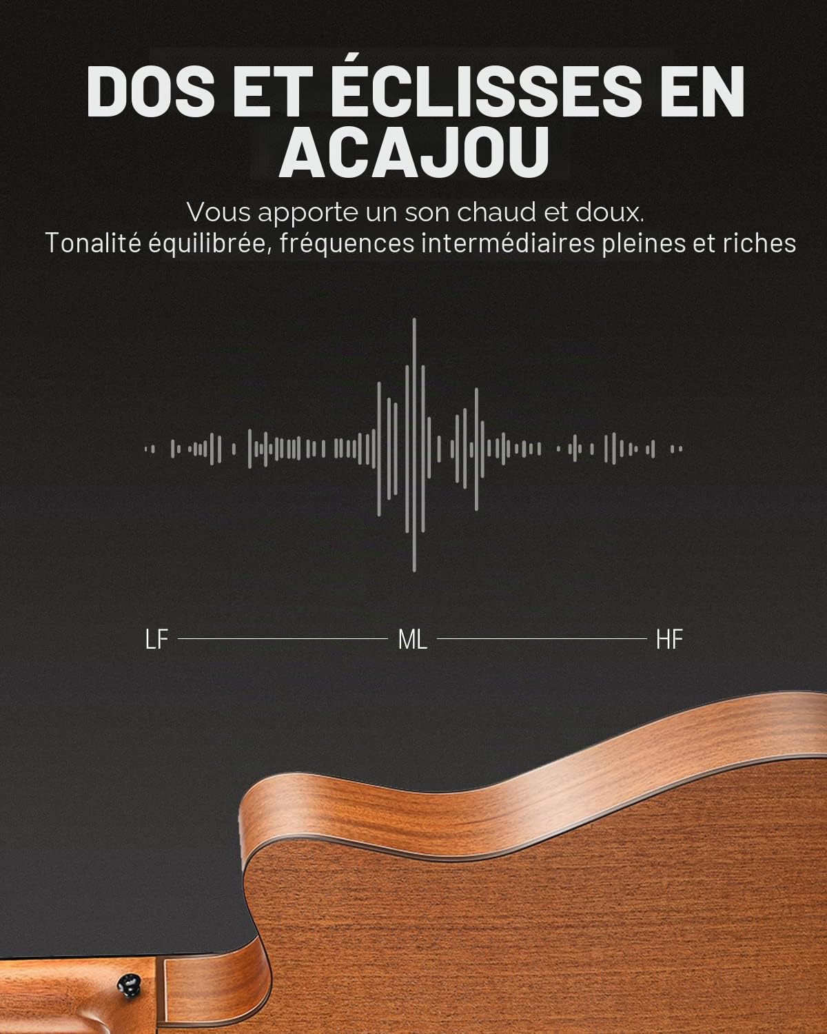 Donner Guitare Acoustique Gaucher 4/4 Adultes Guitare Folk Debutant Cutaway 6 Cordes en Epicéa et Acajou Avec Housse Tuner Capo(DAG-1CL)