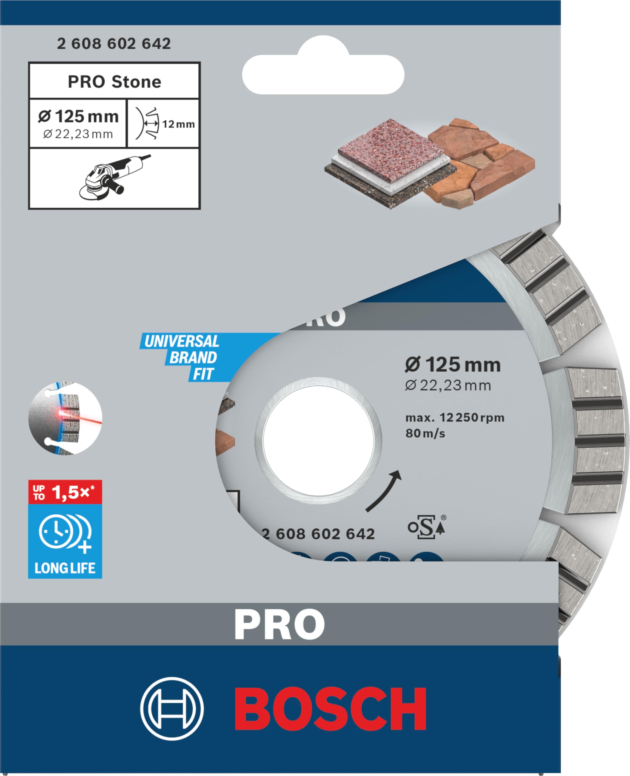 Bosch 1x PRO Multi Material Diamanttrennscheibe, 125 x 22,23 x 2,2 mm