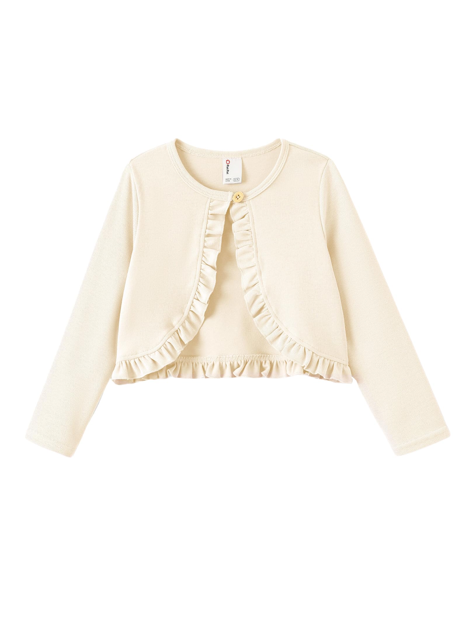 PATPAT Girls Cardigan Bolero Ruffle Open Front Button Cover Up Tops 4-12Y